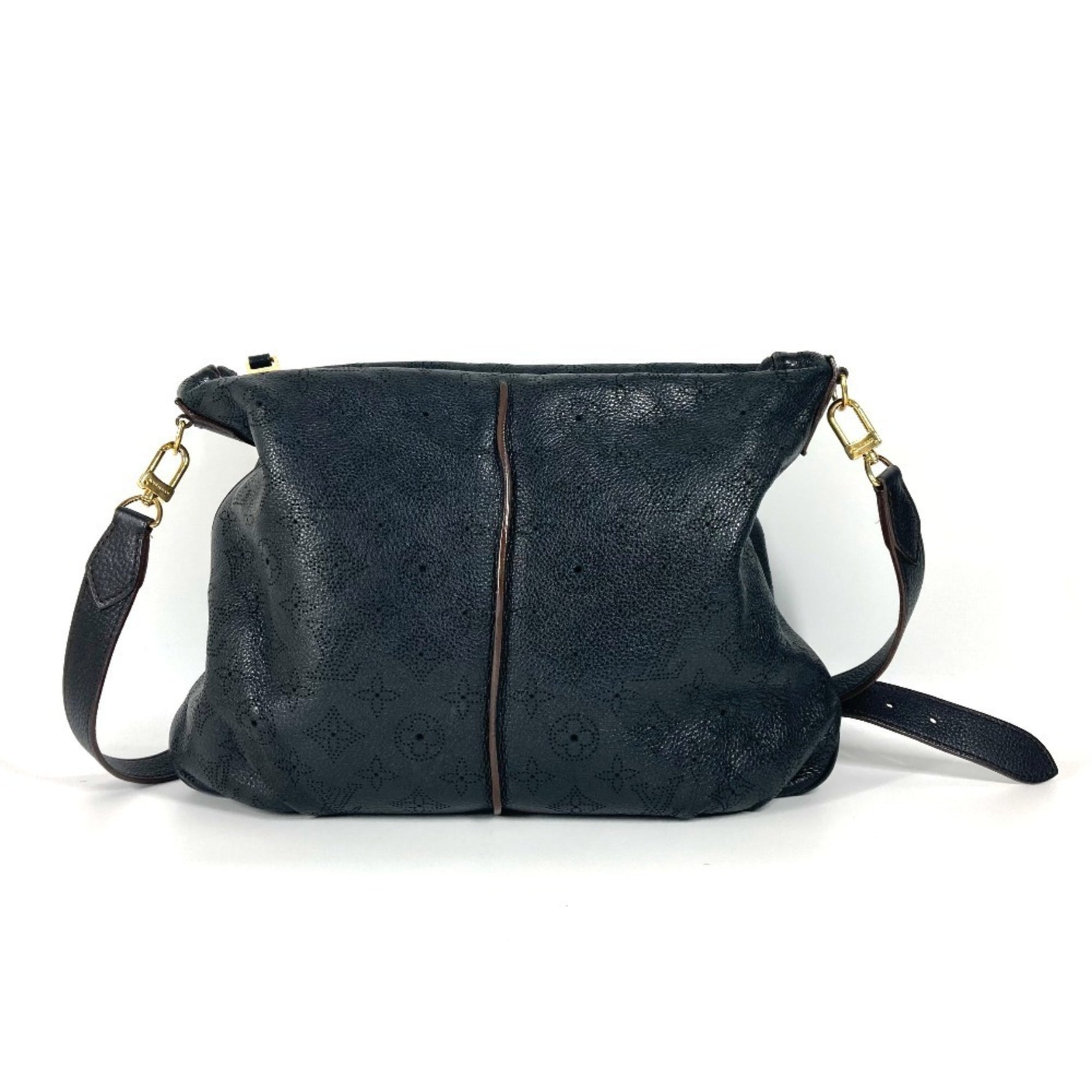 Louis Vuitton Monogram Mahina Selene MM Bag Crossbody Shoulder Leather Noir
