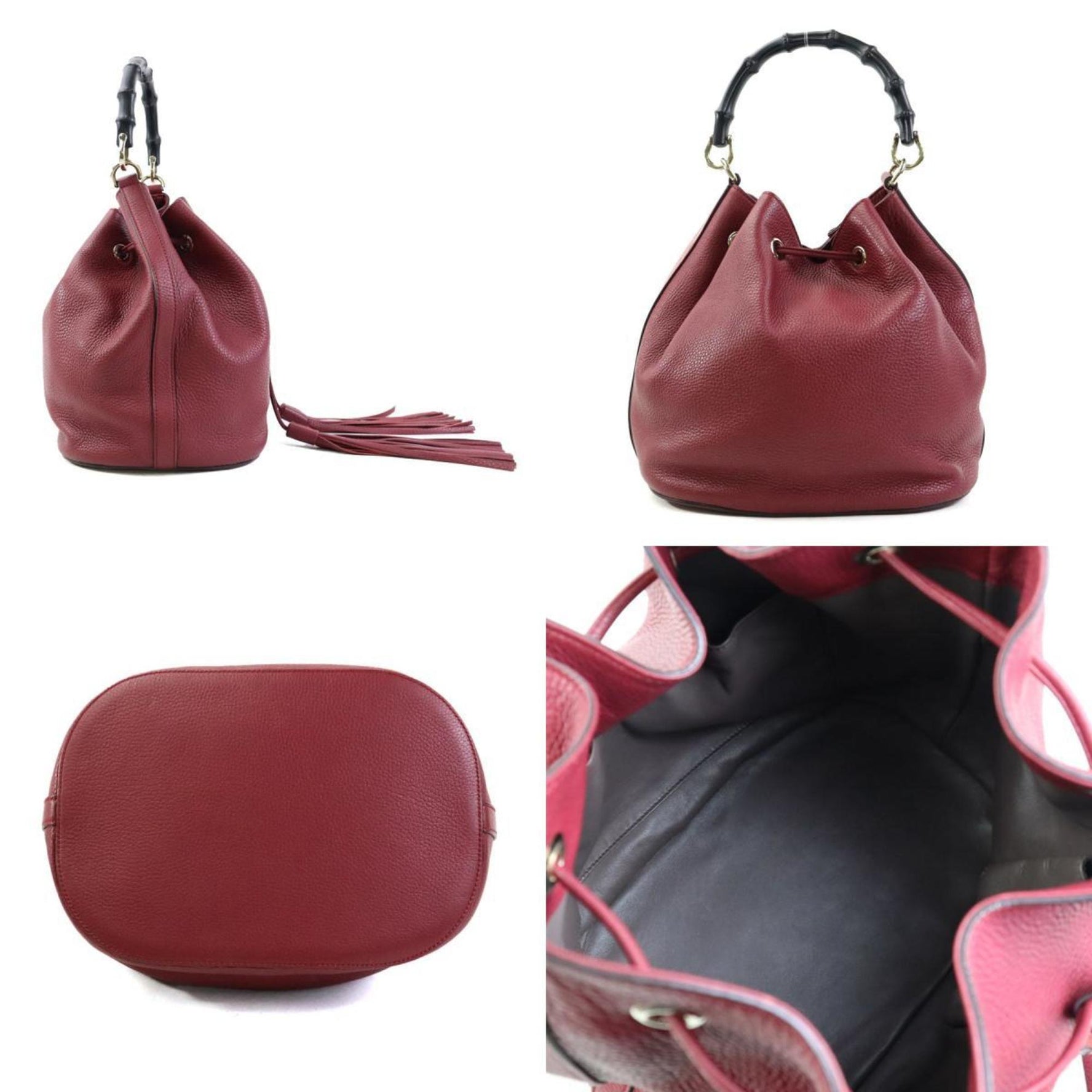 GUCCI Handbag Shoulder Bag Bamboo Leather Gold