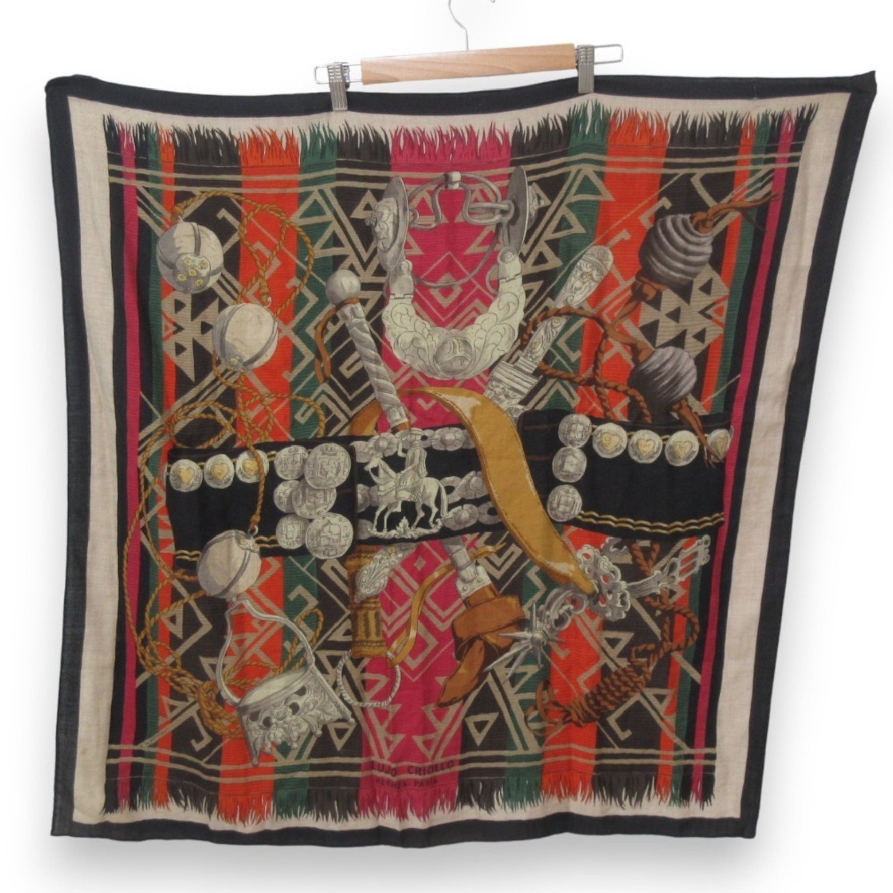 HERMES Carre 90 LUJO CRIOLLO Cashmere x Silk Large Scarf/Muffler Multicolor Women's