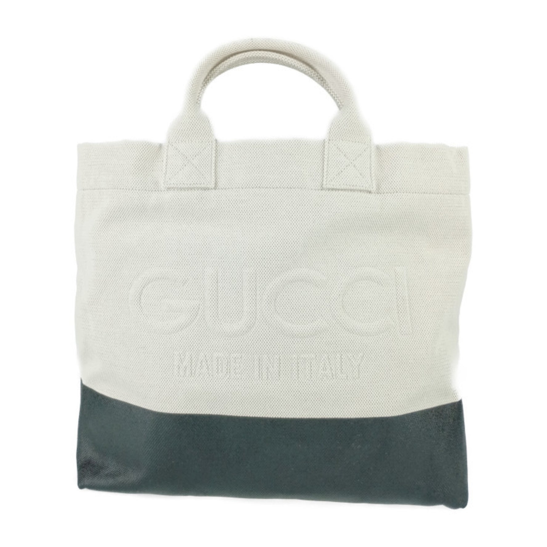 GUCCI Tote Bag Embossed Detail Canvas Ivory Black Men's Shoulder