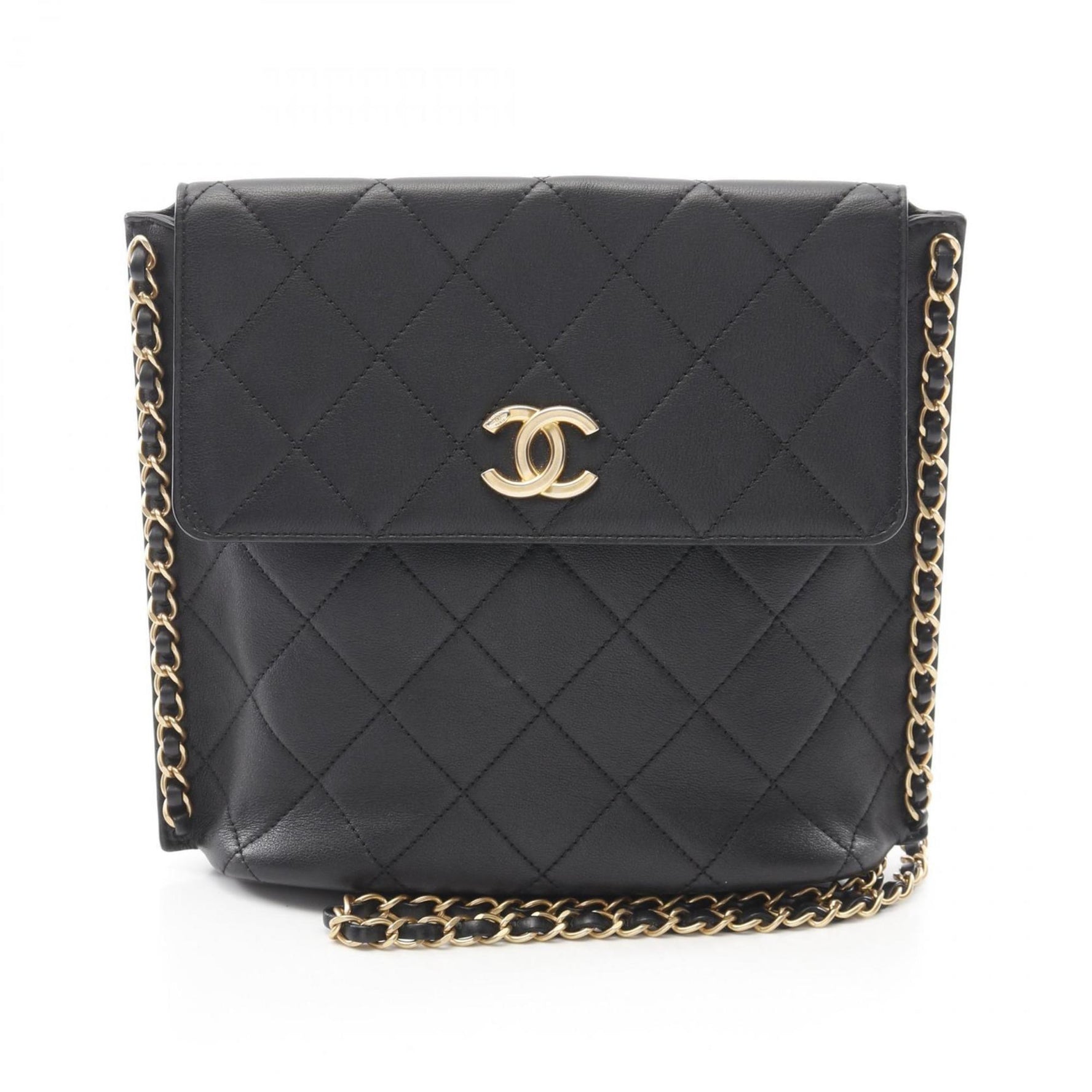 CHANEL Matelasse Shoulder Bag, Lambskin Leather, Women's, Black