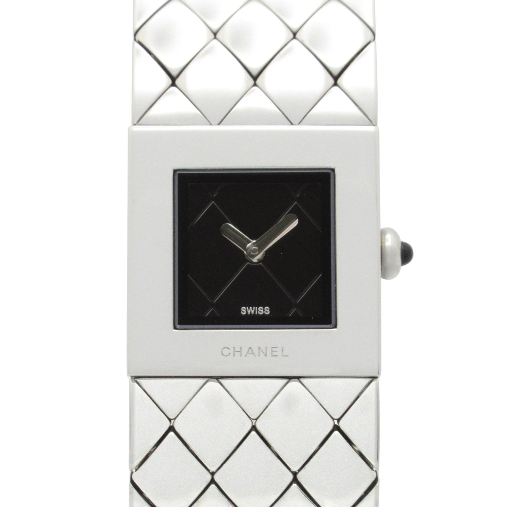 CHANEL Matelasse Watch, Stainless Steel, Black