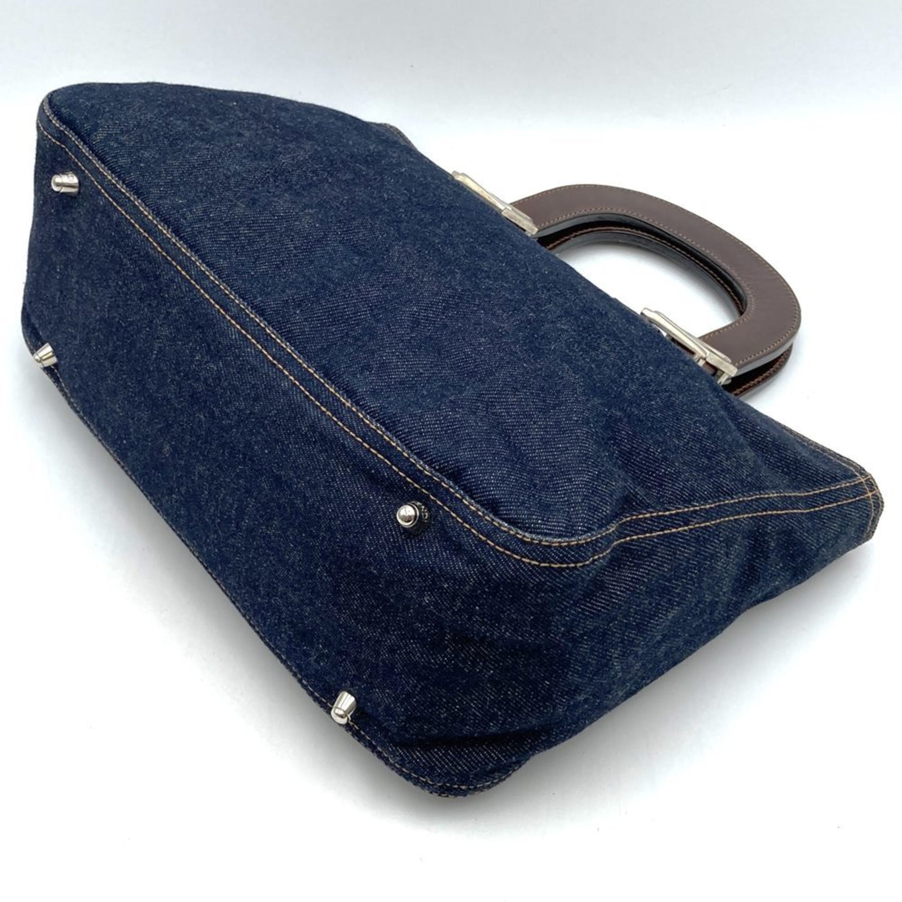 FENDI handbag tote bag denim leather men's