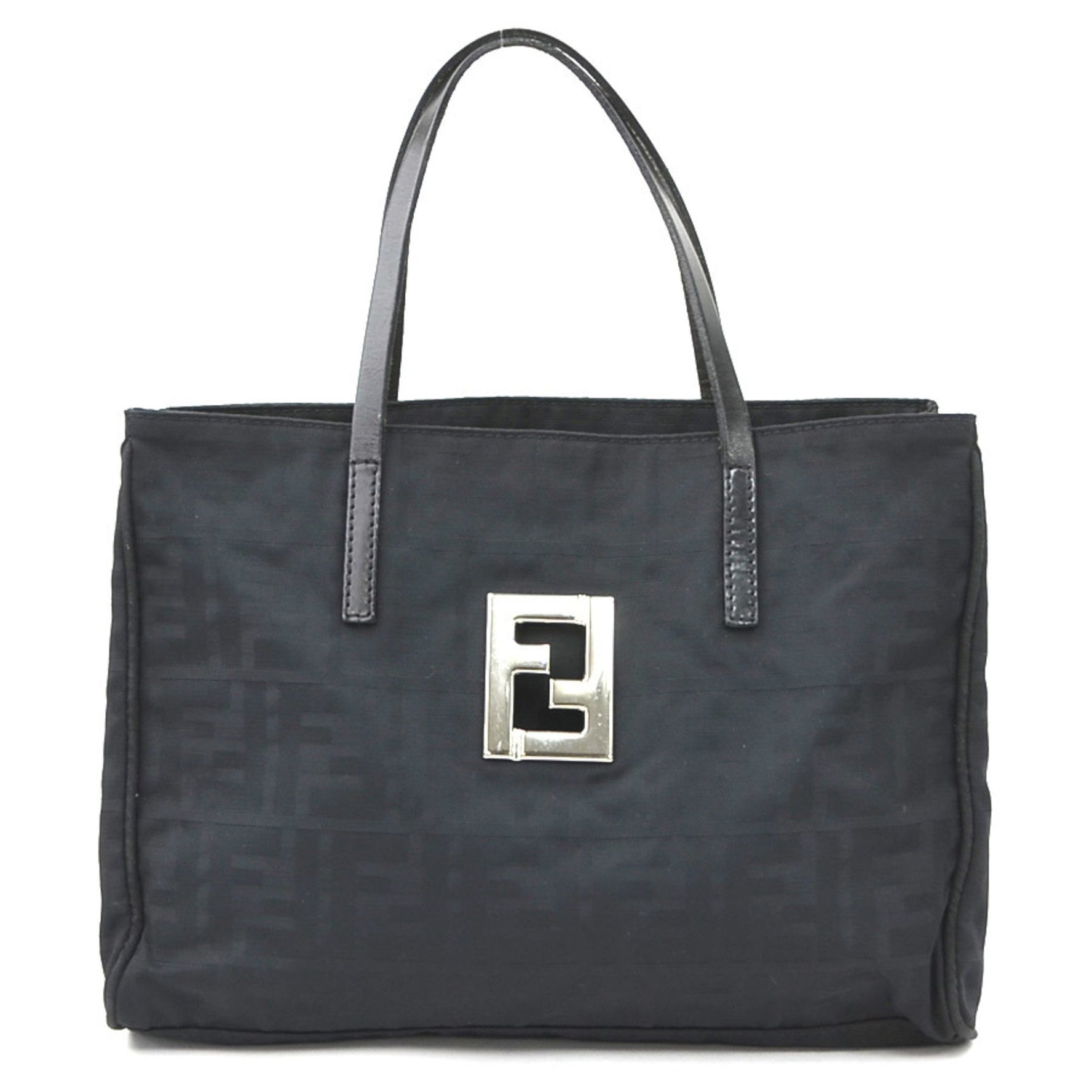Fendi Zucca nylon canvas and leather handbag in silver