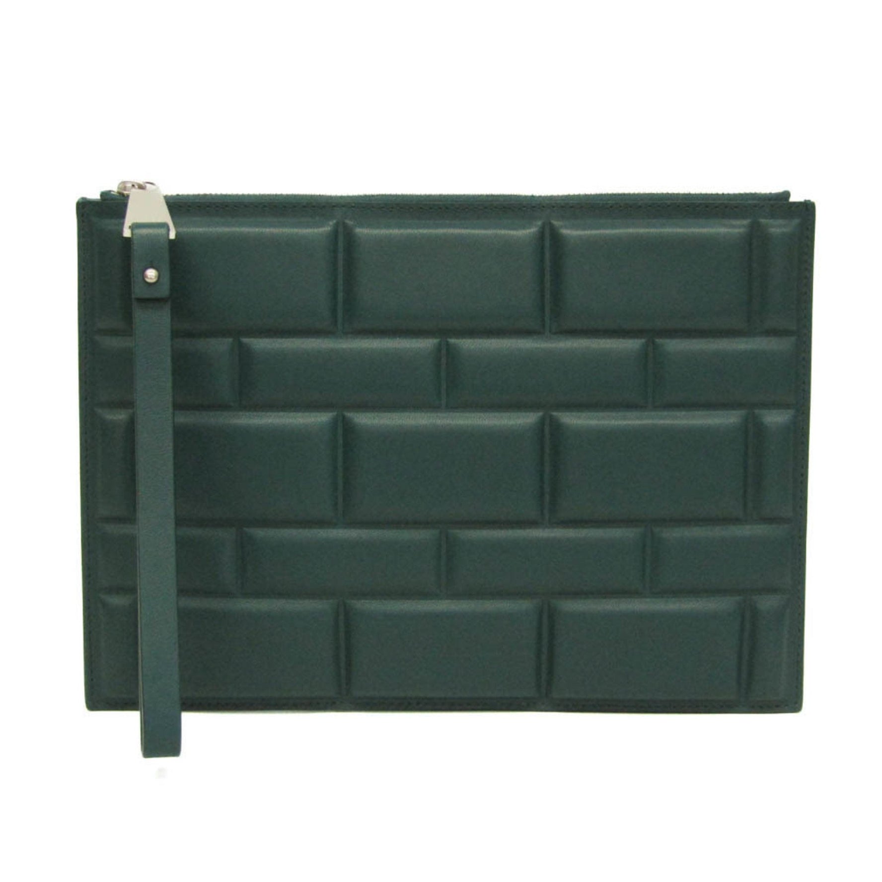 Bottega Veneta BLOCK QUILTING Women,Men Leather Clutch Bag Blue Green