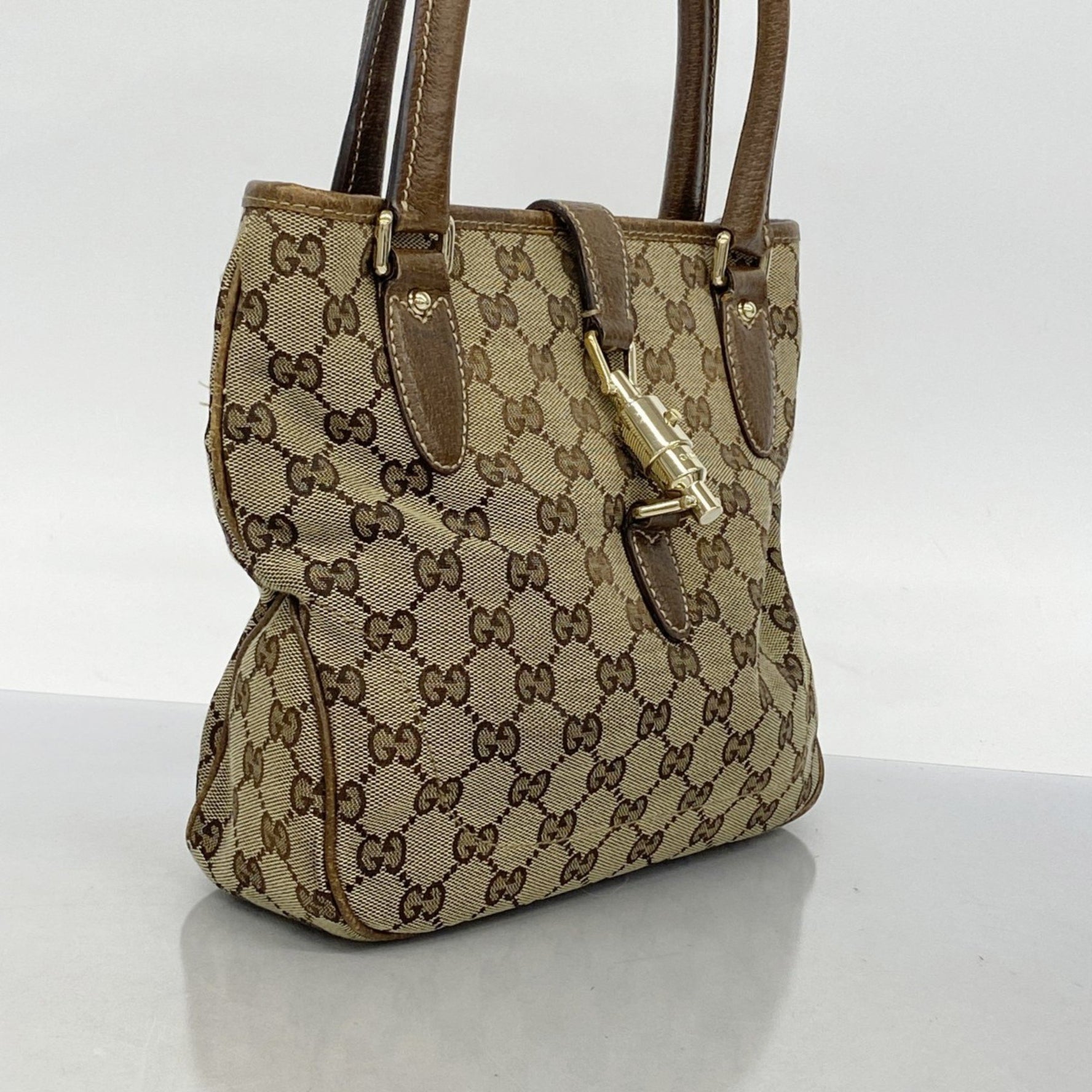 Gucci GG Canvas New Jackie Handbag Brown Women's