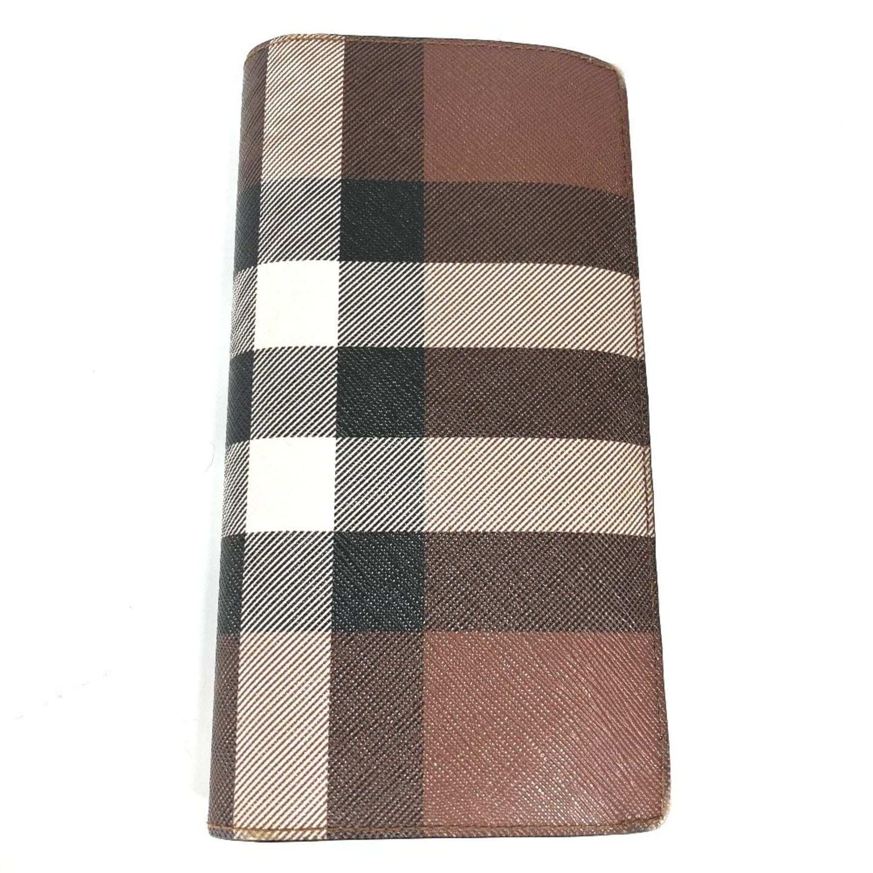 BURBERRY Giant Check Bifold Long Wallet in PVC, Men's, Dark Birch