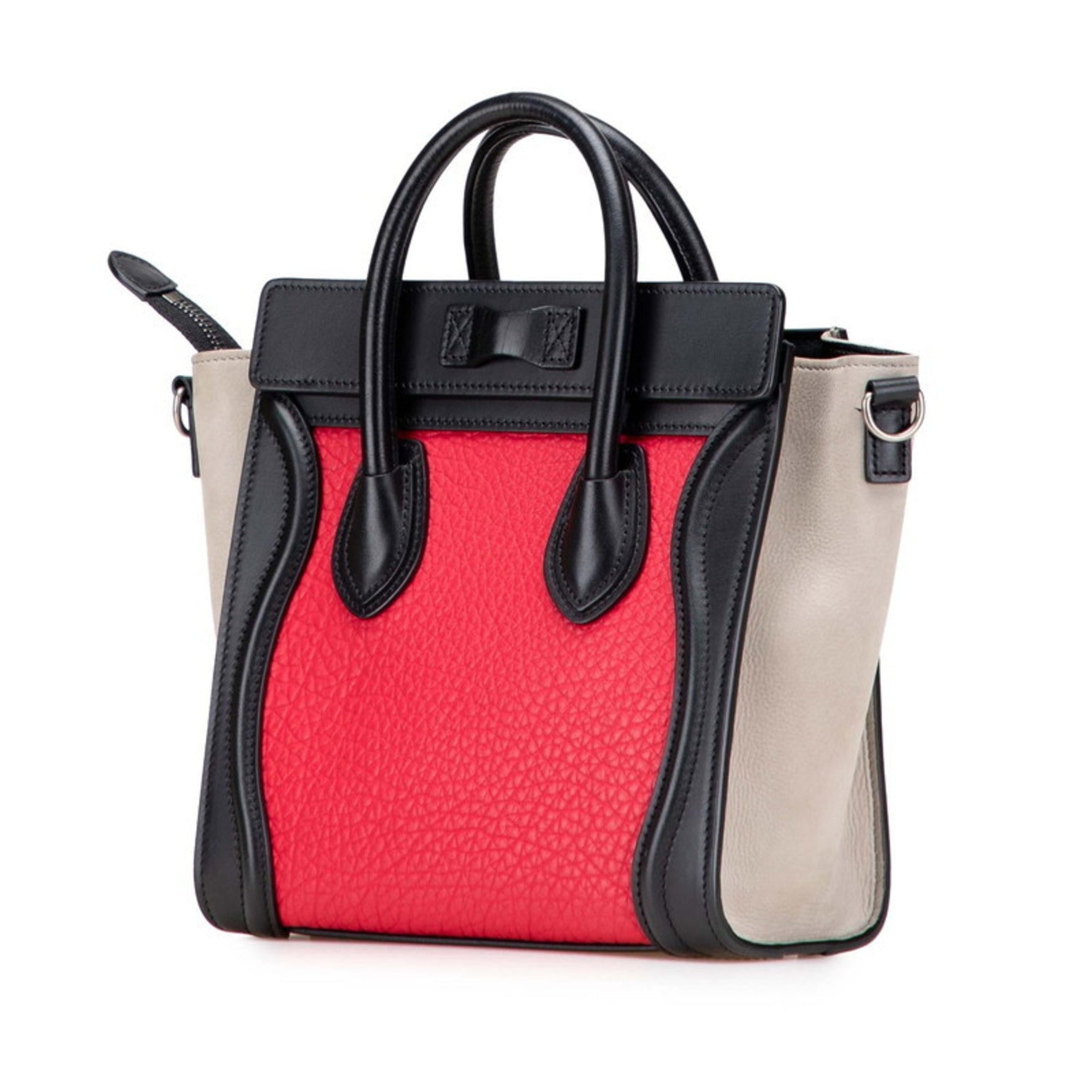 Celine Luggage Nano Shopper Handbag/Shoulder Bag, Black, Red, Gray Leather
