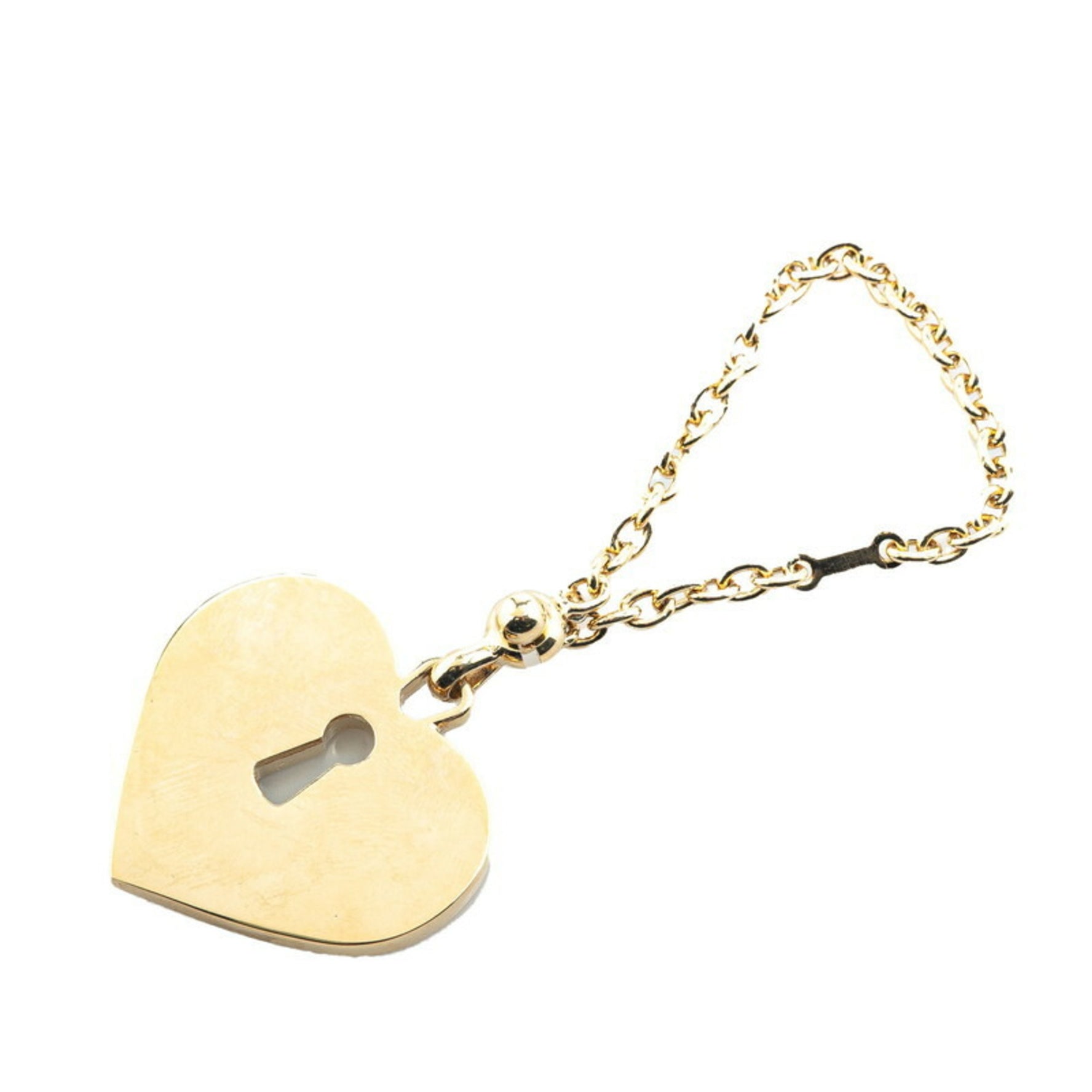 Chanel Heart Coco Mark Rhinestone Keychain Bag Charm Gold Pink Plated