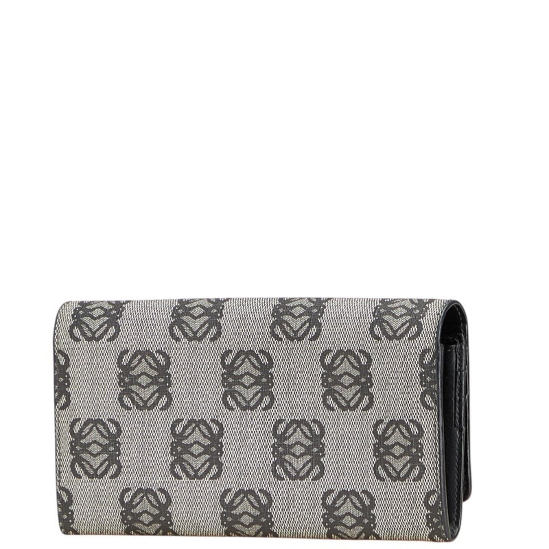 LOEWE Repeat Anagram Long Wallet in Gray and Black Leather