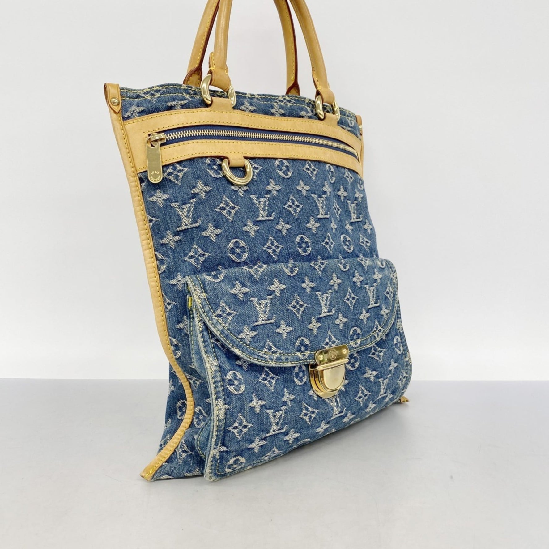 Louis Vuitton Monogram Denim Flat Shopper Tote Bag