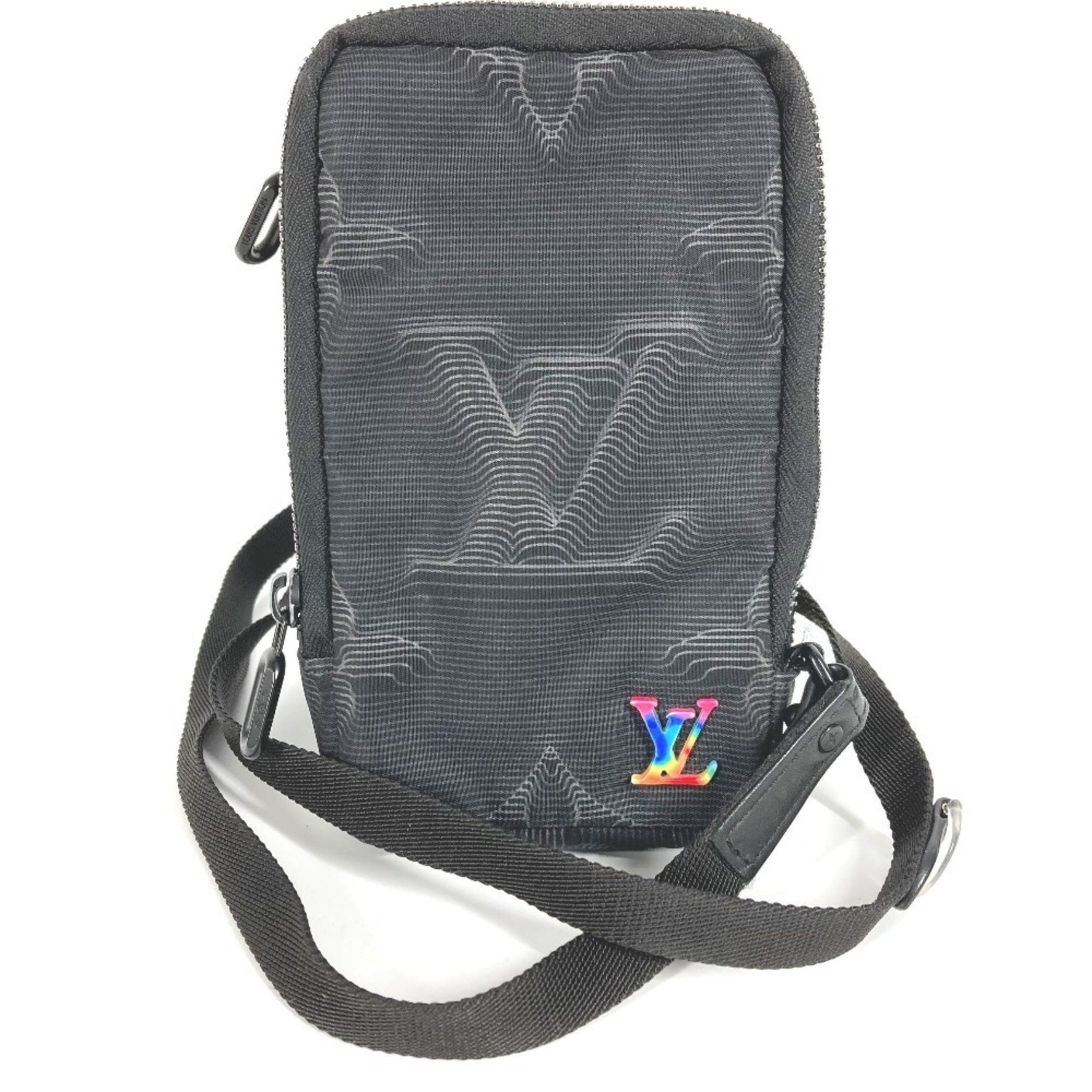 LOUIS VUITTON Monogram Double Phone Pouch/Shoulder Bag, Nylon, Unisex