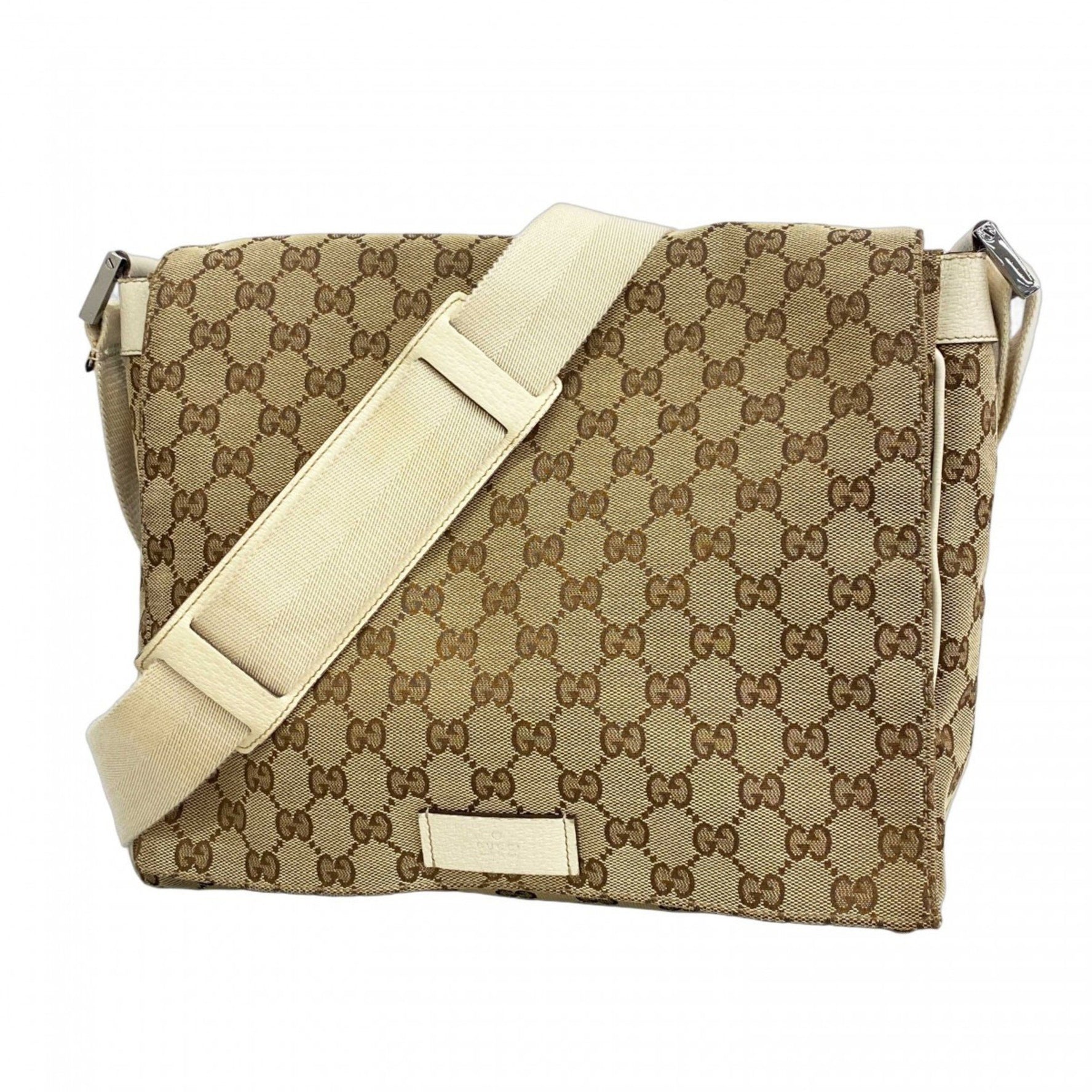 Gucci GG Canvas Shoulder Bag Brown White Men's