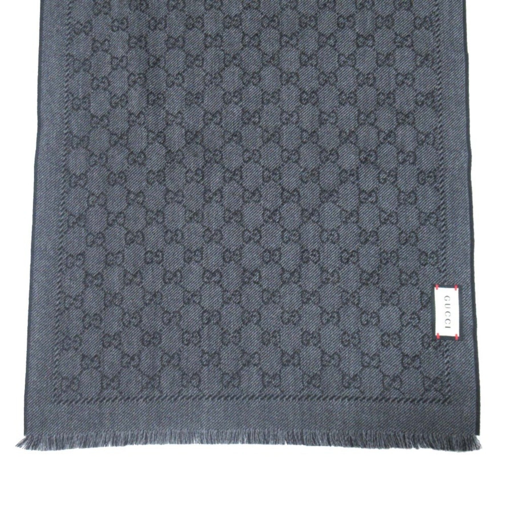 GUCCI GG pattern wool stole, scarf/stole 4G200, gray x black, for men and women