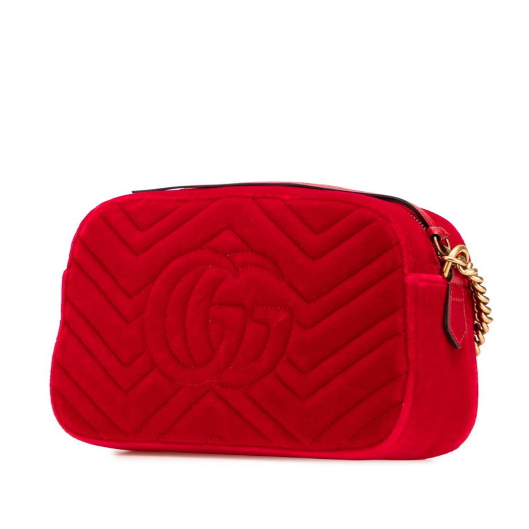 Gucci GG Marmont Leather Shoulder Bag Red Color