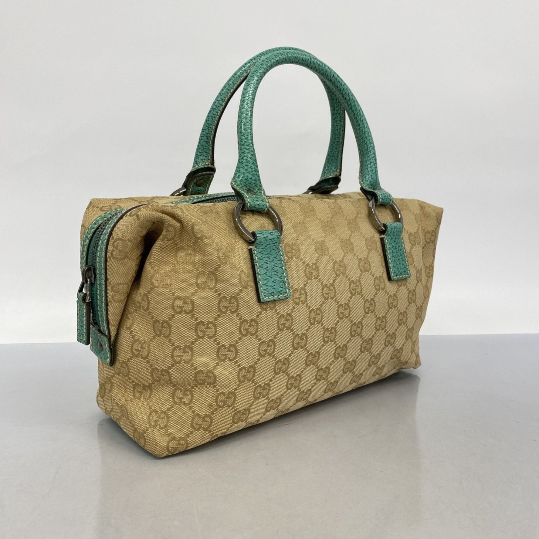 Gucci GG Canvas Handbag Brown Green