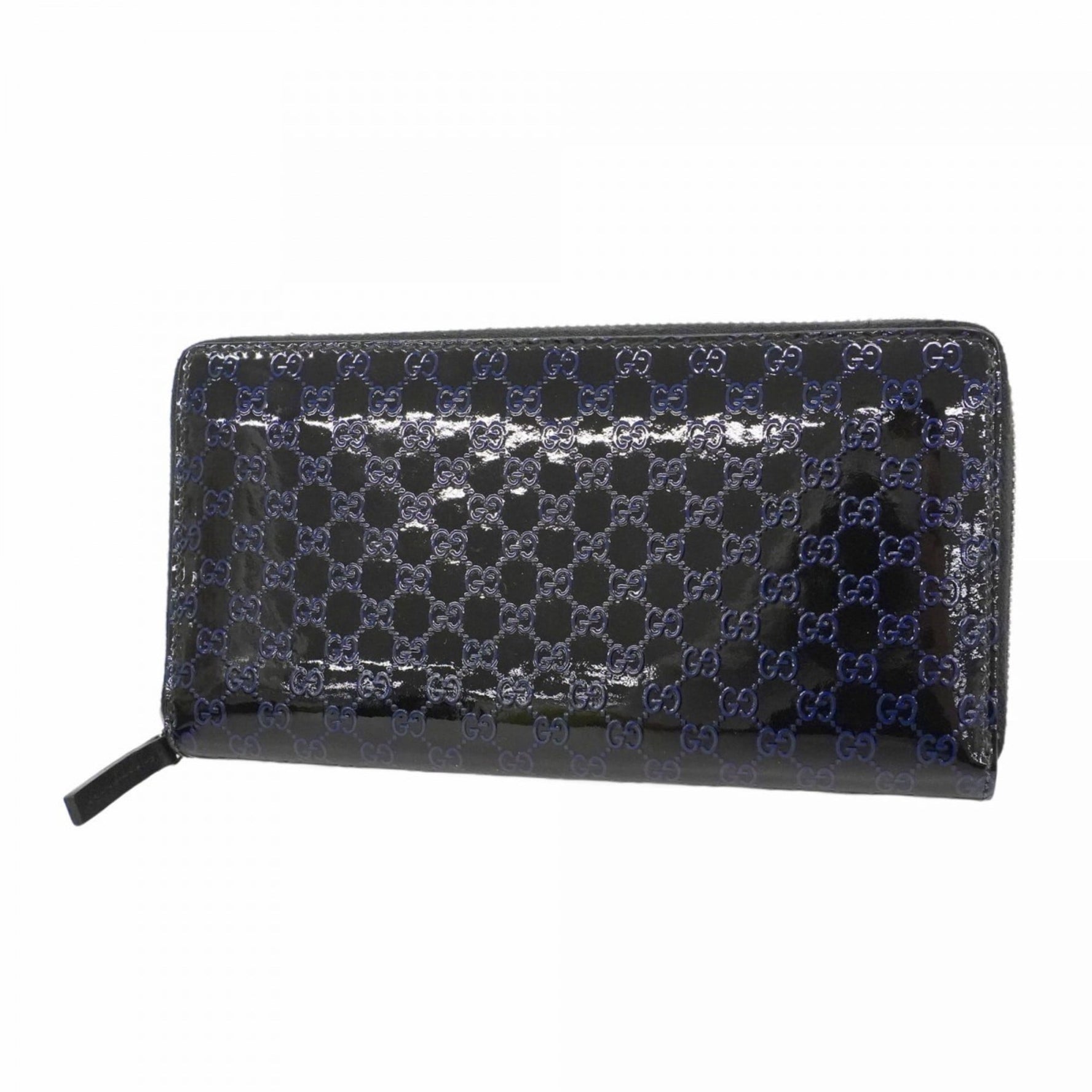 Gucci Micro Guccissima Long Wallet Enamel Black Blue