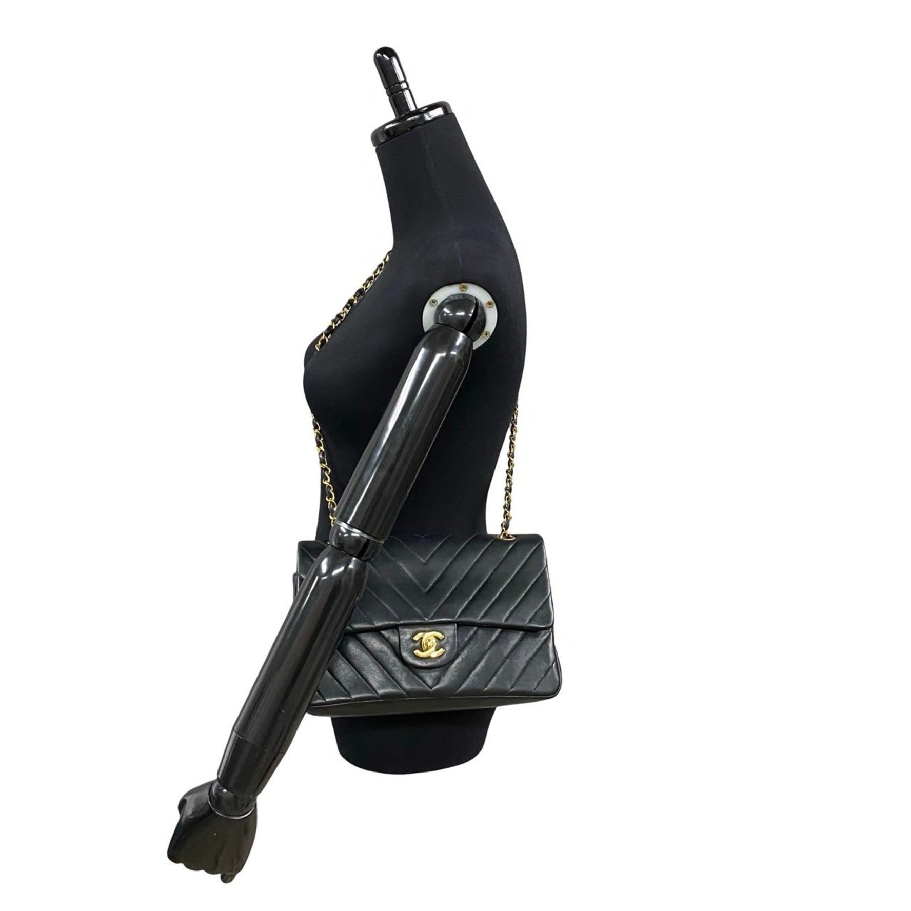 CHANEL V-Stitch Double Flap Coco Mark Lambskin Chain Shoulder Bag