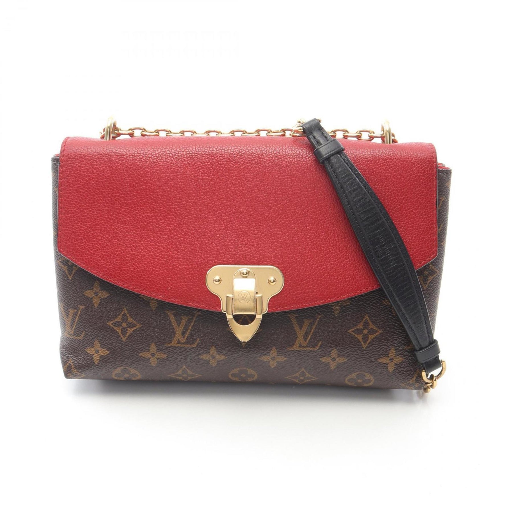 Louis Vuitton Saint-Placide Shoulder Bag, Coated Canvas and Leather, Monogram, Brown Red