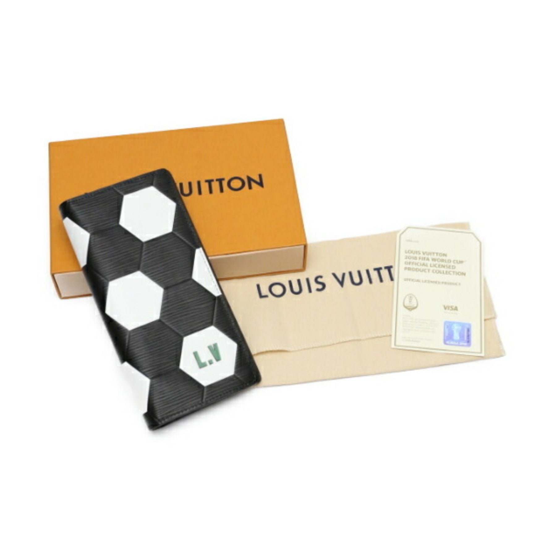 Louis Vuitton LOUIS VUITTON Long Wallet Portefeuille Brazza Epi Russia 2018 FIFA Leather M63294 Noir LV
