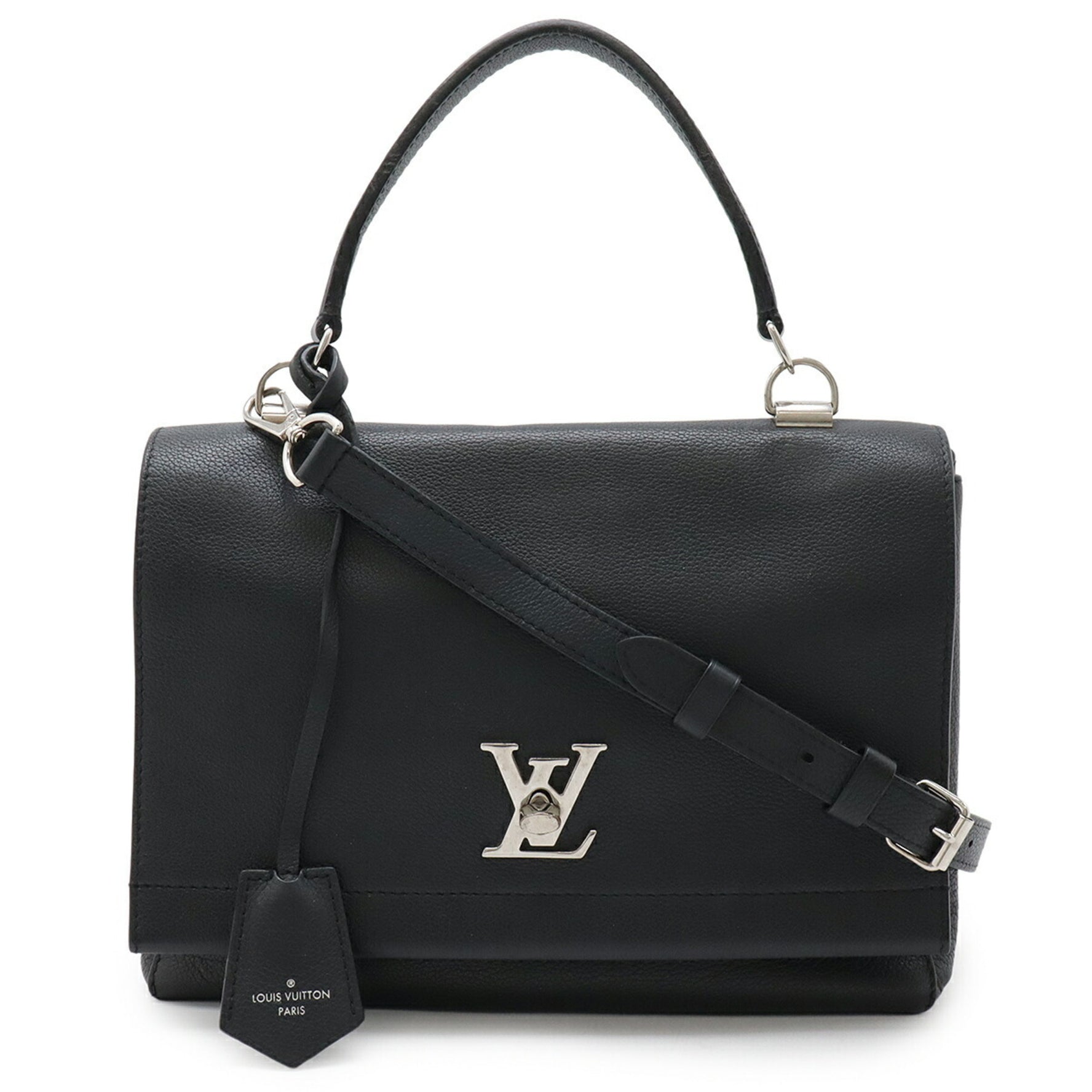 LOUIS VUITTON Lockme Cartable Handbag/Shoulder Bag in Soft Calfskin Leather, Noir Black, M50250