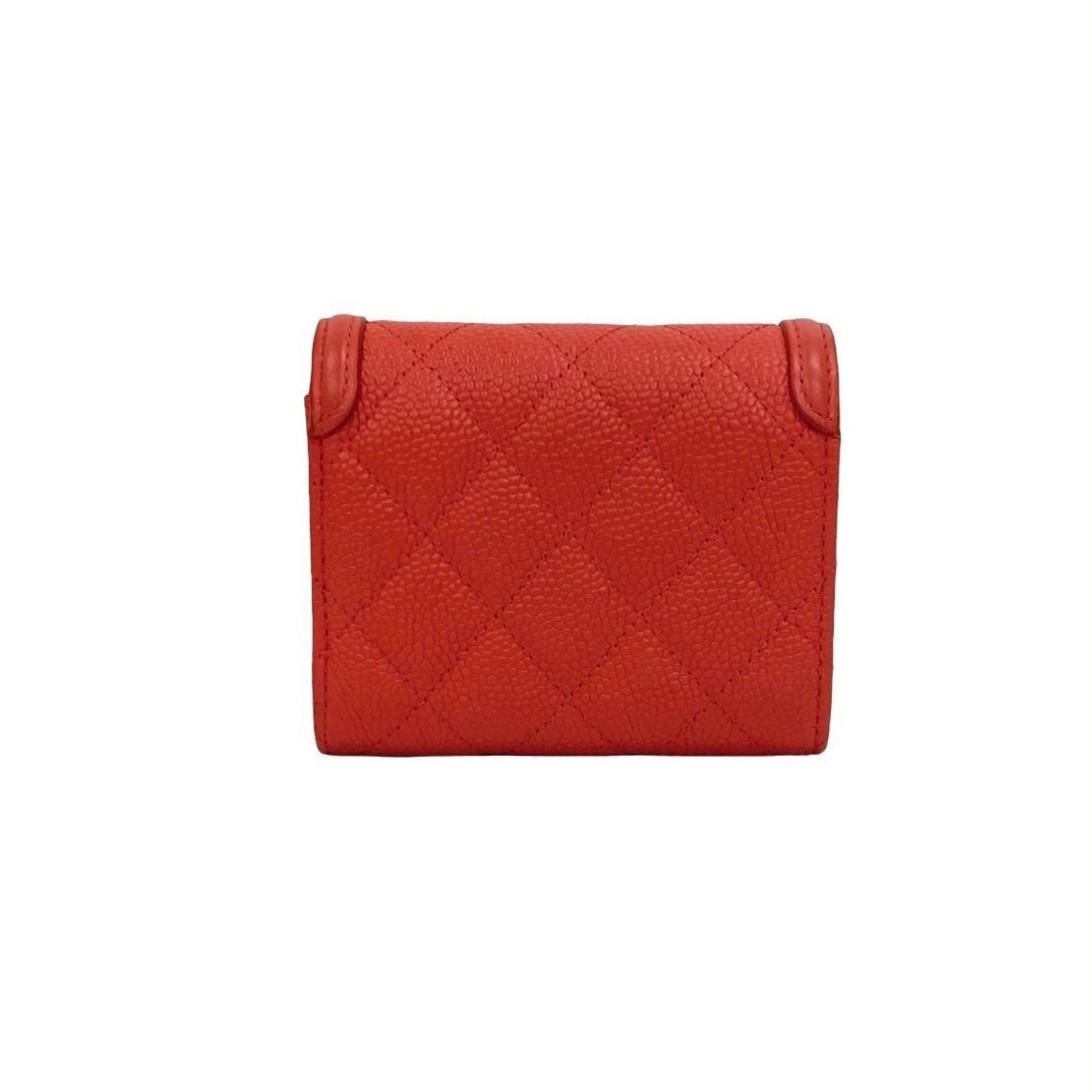 CHANEL CC Figurine Compact Wallet, Caviar Skin, Tri-fold Red, 320-3, No. 27