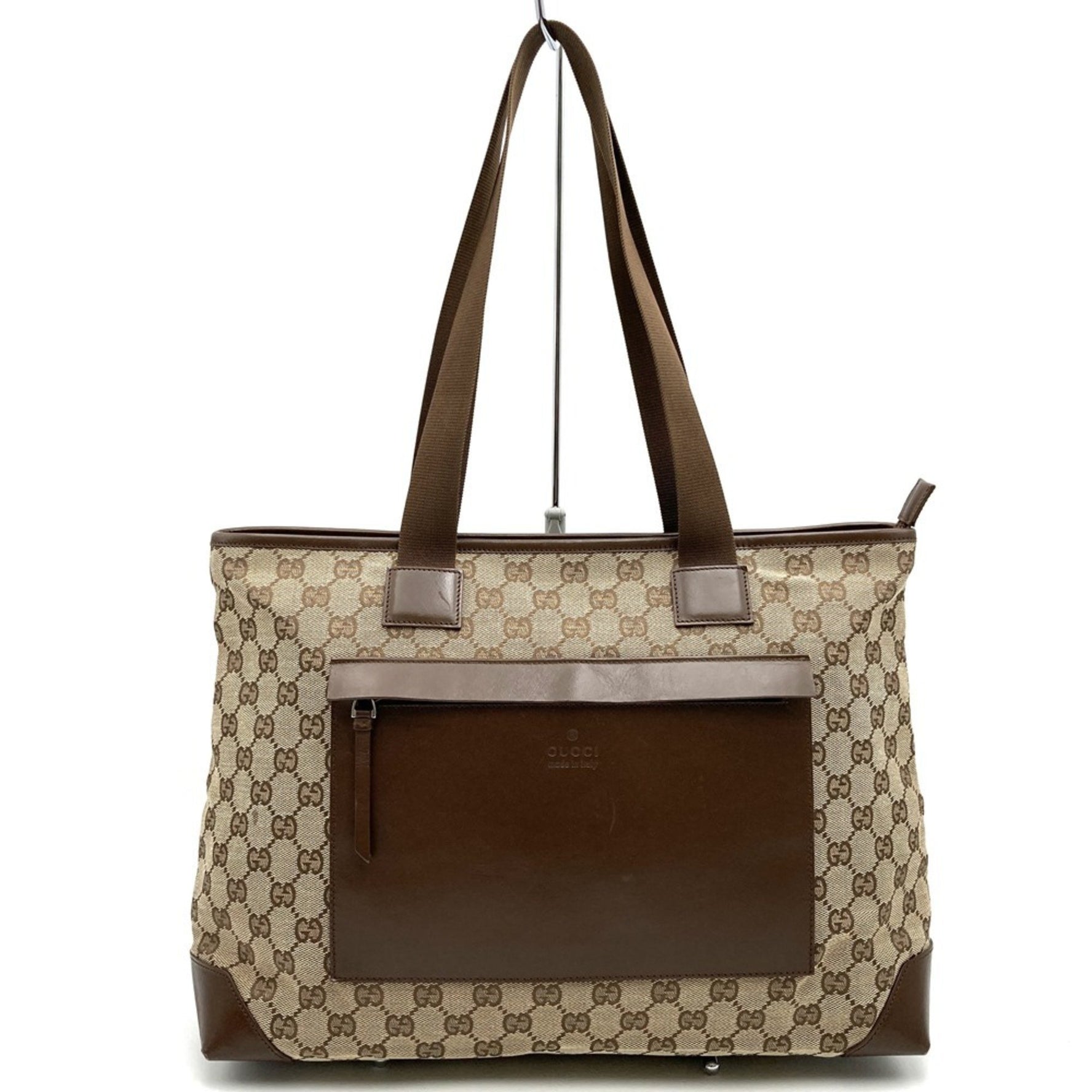 GUCCI 019/0426 Tote Bag/Shoulder Bag in GG Canvas and Leather, Brown, Women's
