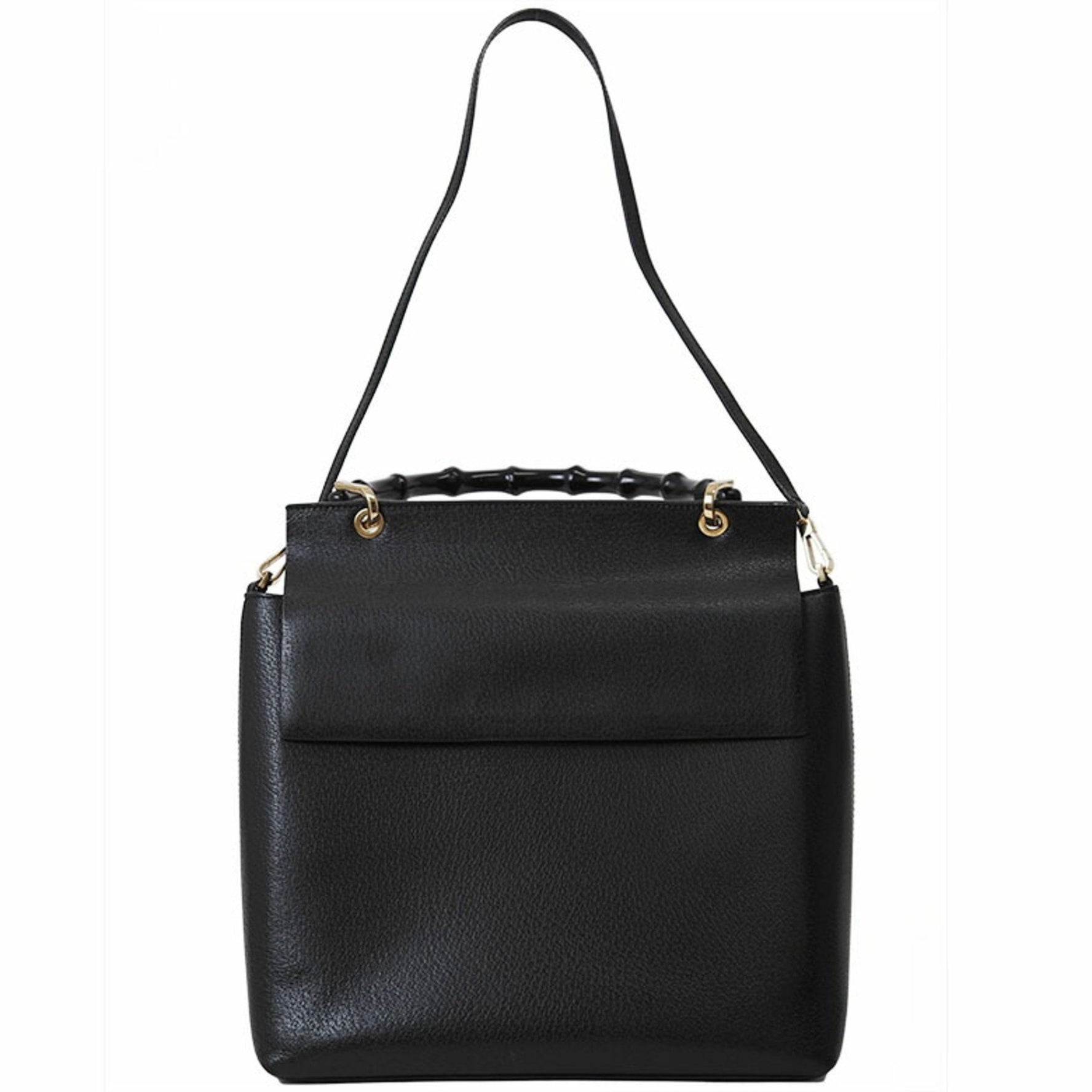 Gucci Old Bamboo Handbag Black 001・1886 Women's Leather Shoulder Bag GUCCI