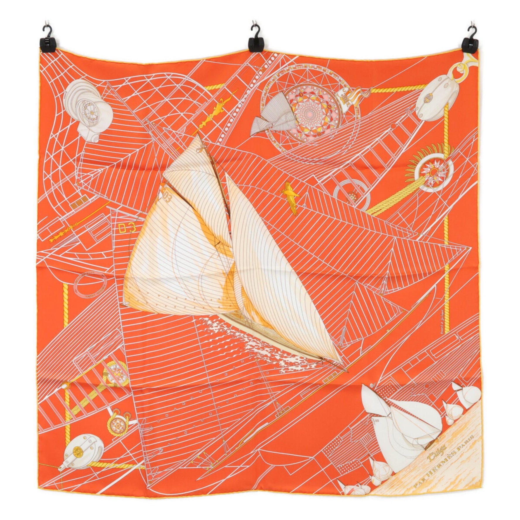 HERMES Tuiga sailboat silk scarf, size 90