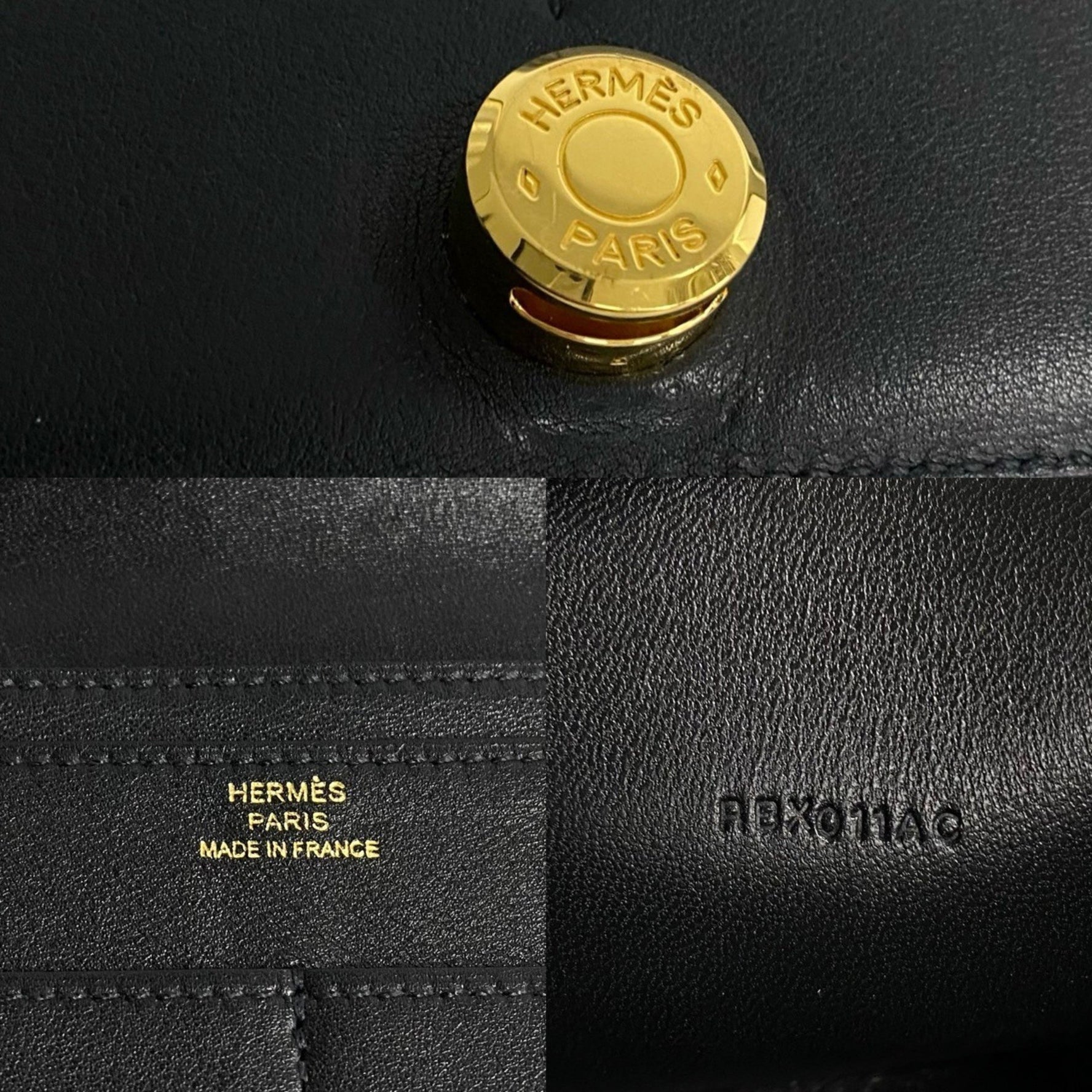 HERMES Dogon Duo GM Swift Leather Bifold Long Wallet in Black (27533)