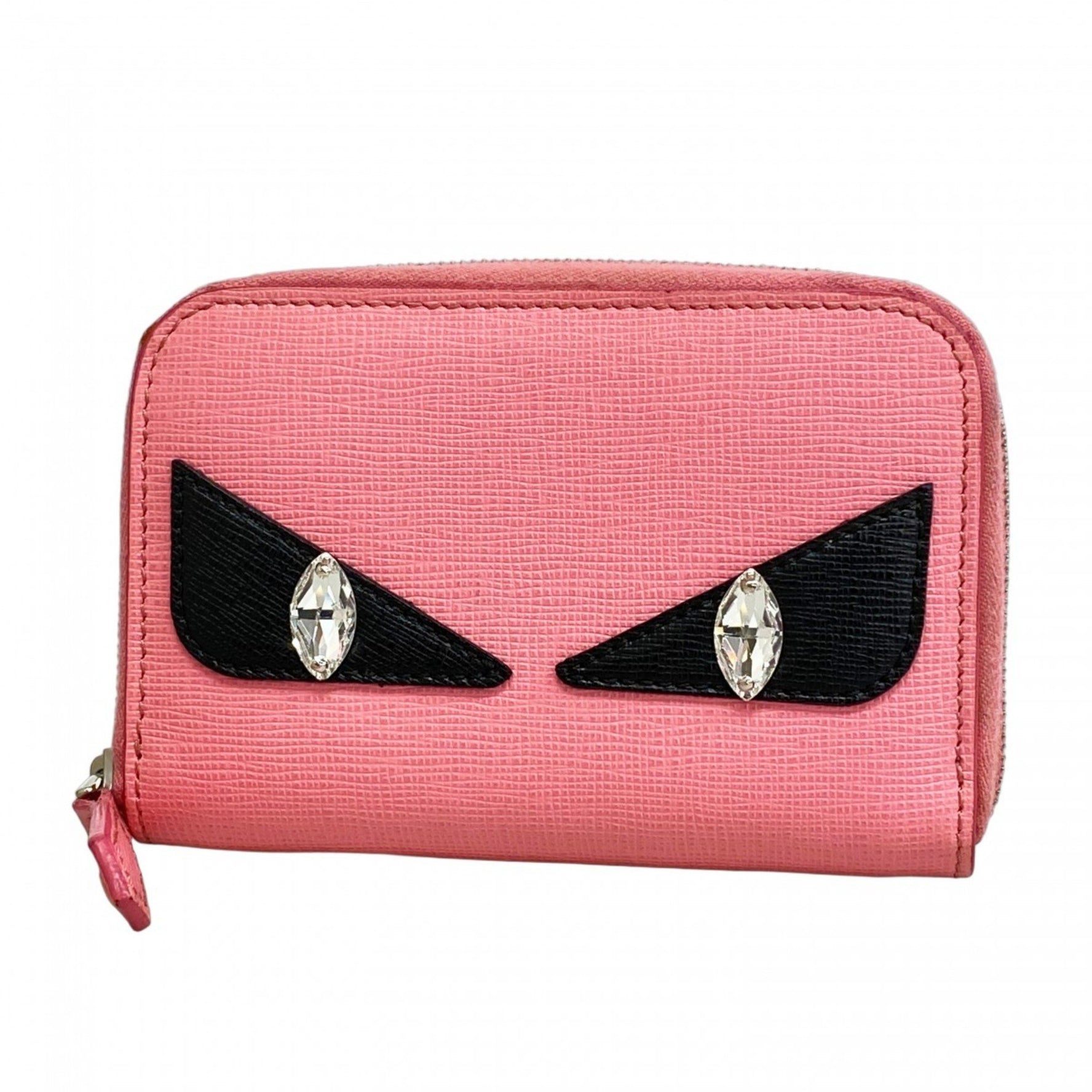 Fendi Monster Leather Wallet/Coin Case, Pink, Women's, P1155072