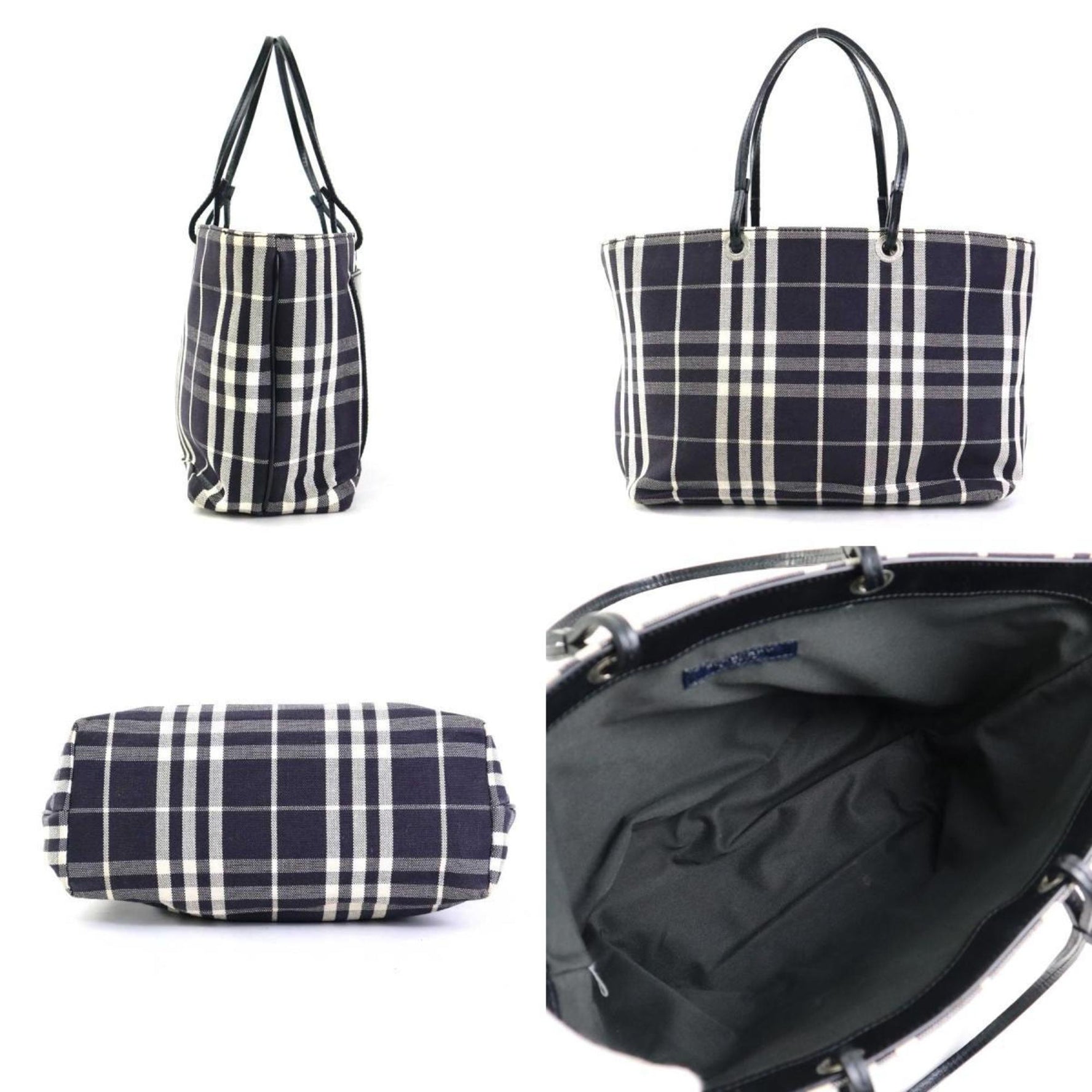 Burberry Handbag Canvas Leather Black Women's h31164a
