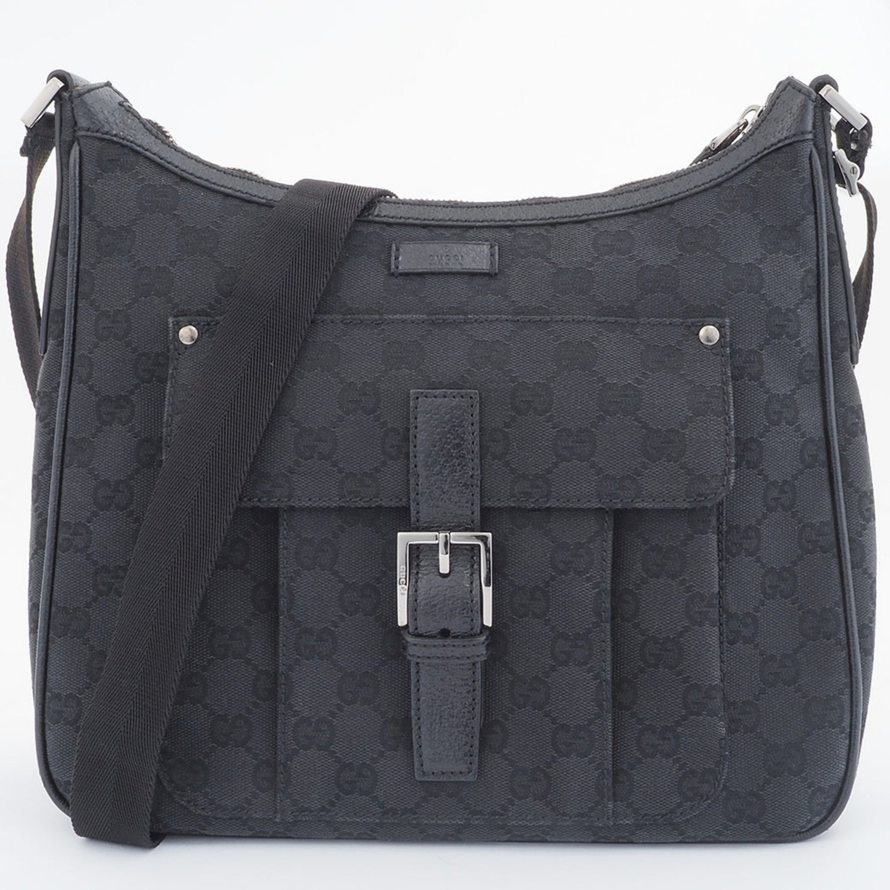 Gucci GG Canvas Shoulder Bag Leather Crossbody