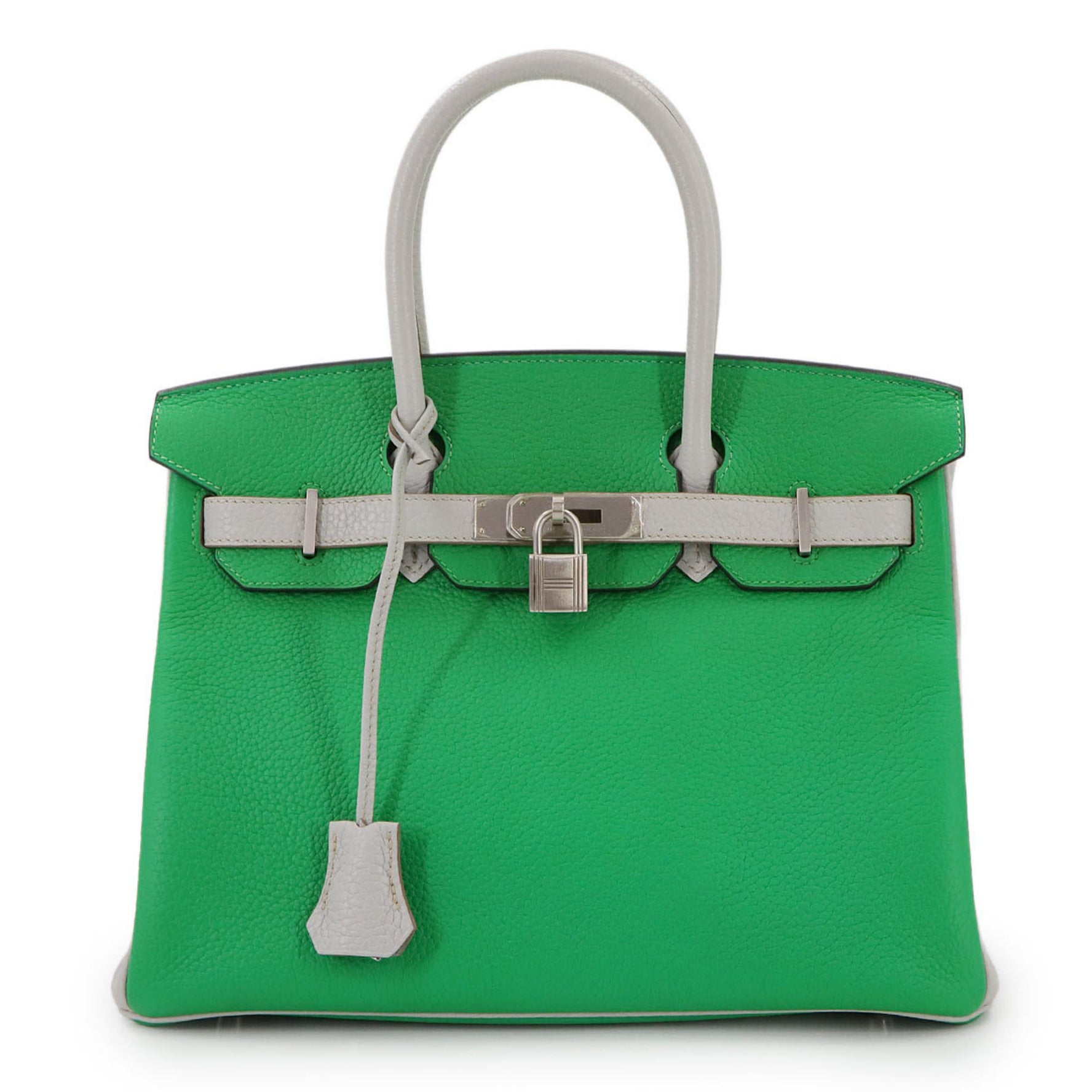 Hermes Hermès Birkin 30 Personal SPO Taurillon Clemence Bamboo Gris Pearl Handbag with Matte Silver Hardware, Stamped R