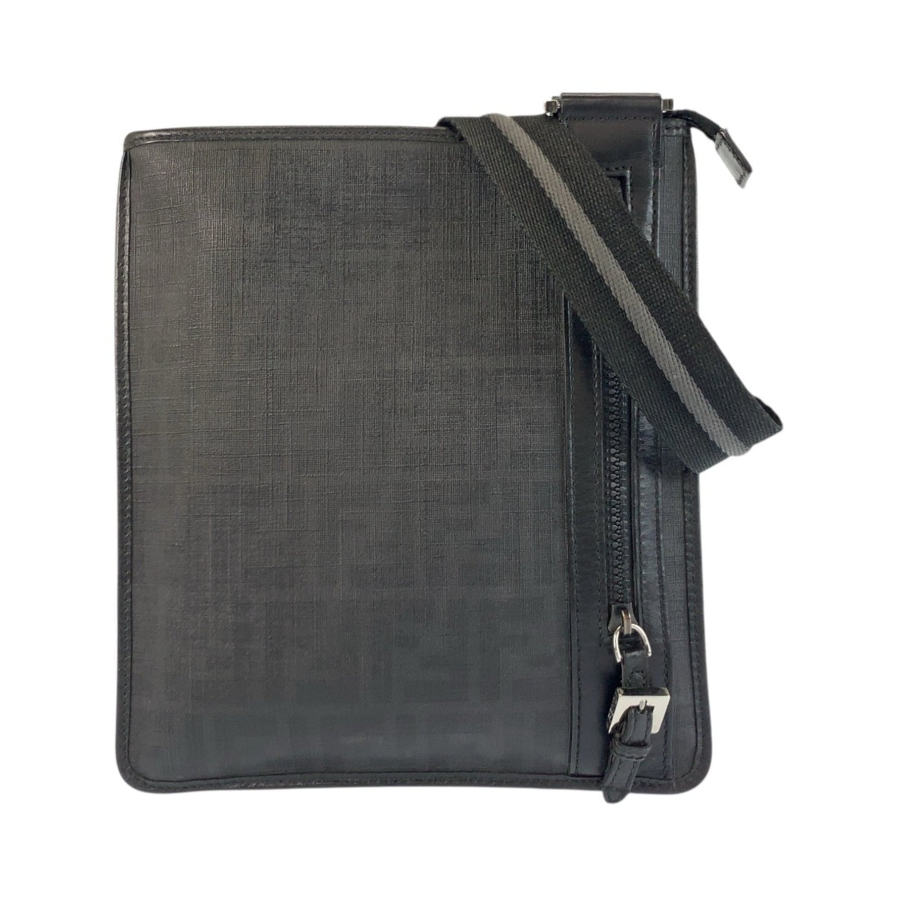 FENDI Zucca Leather Shoulder Bag with Silver Hardware