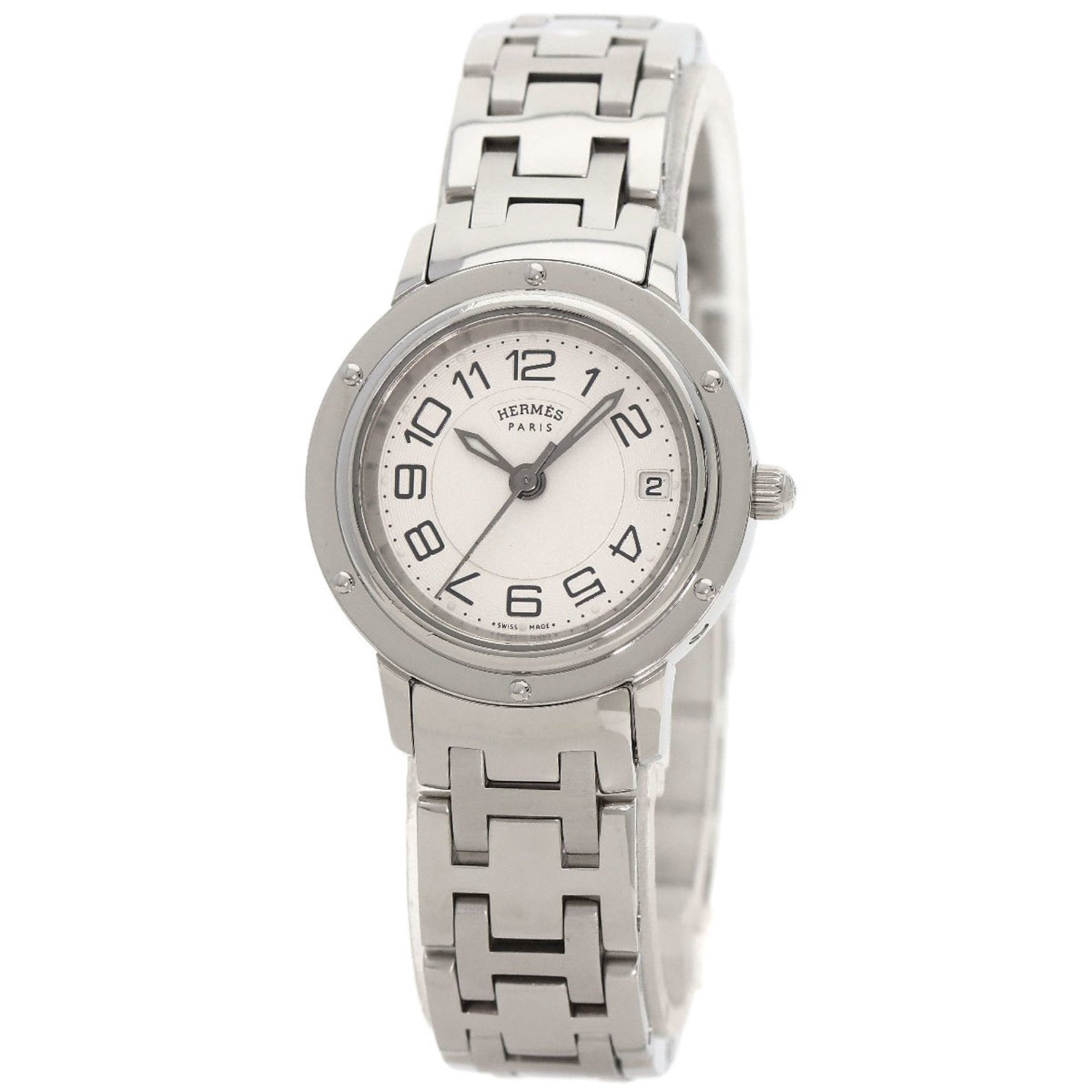 Hermes CP1.210 Clipper Classic Watch Stainless Steel SS Ladies