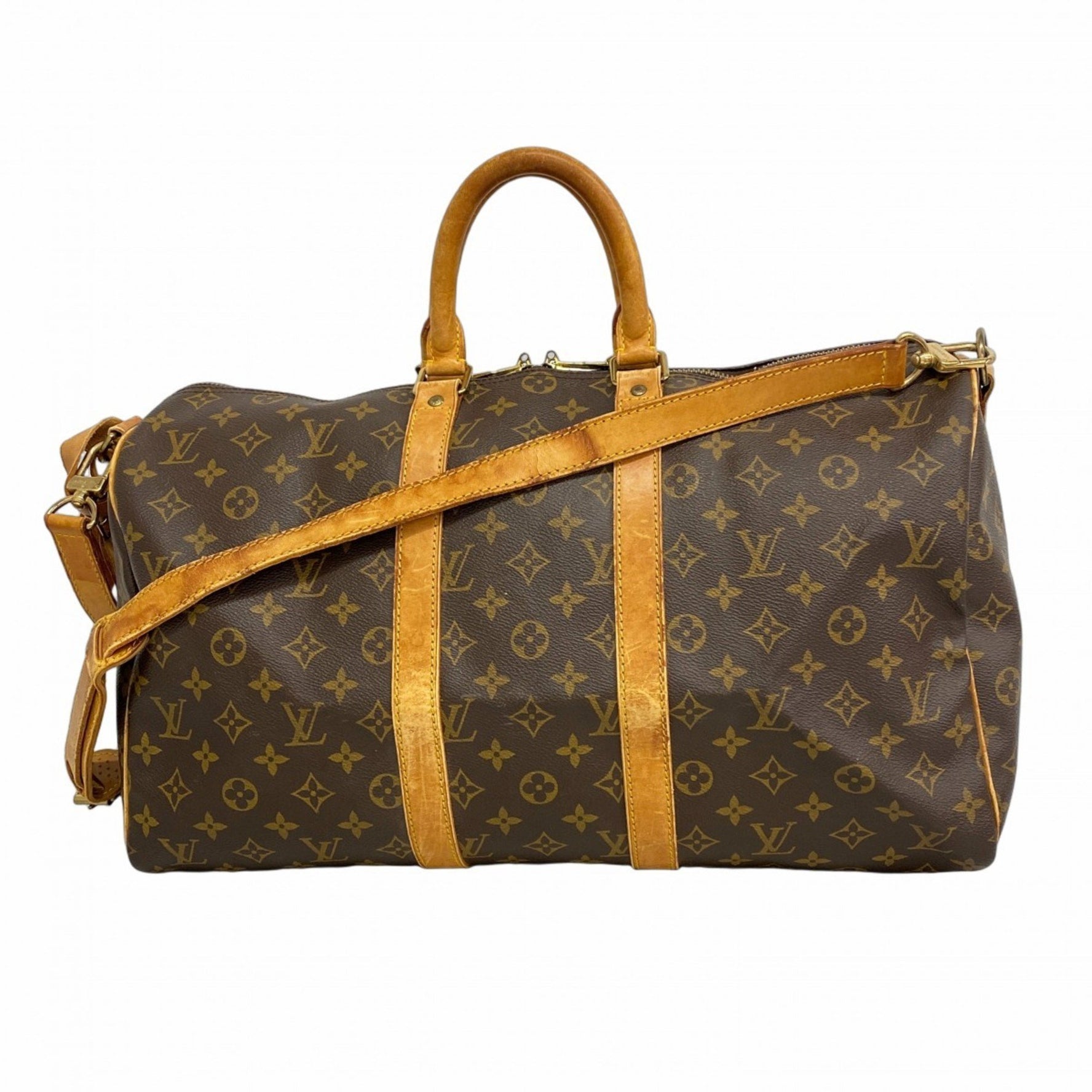 Louis Vuitton Monogram Keepall Bandouliere 45 Boston Bag M41418 Brown Men's and Women's