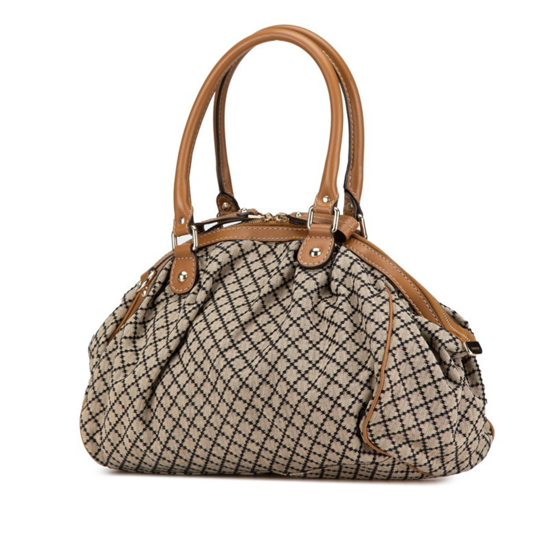 Gucci Diamante Sukey Handbag Shoulder Bag Beige Brown Canvas Leather Women's GUCCI