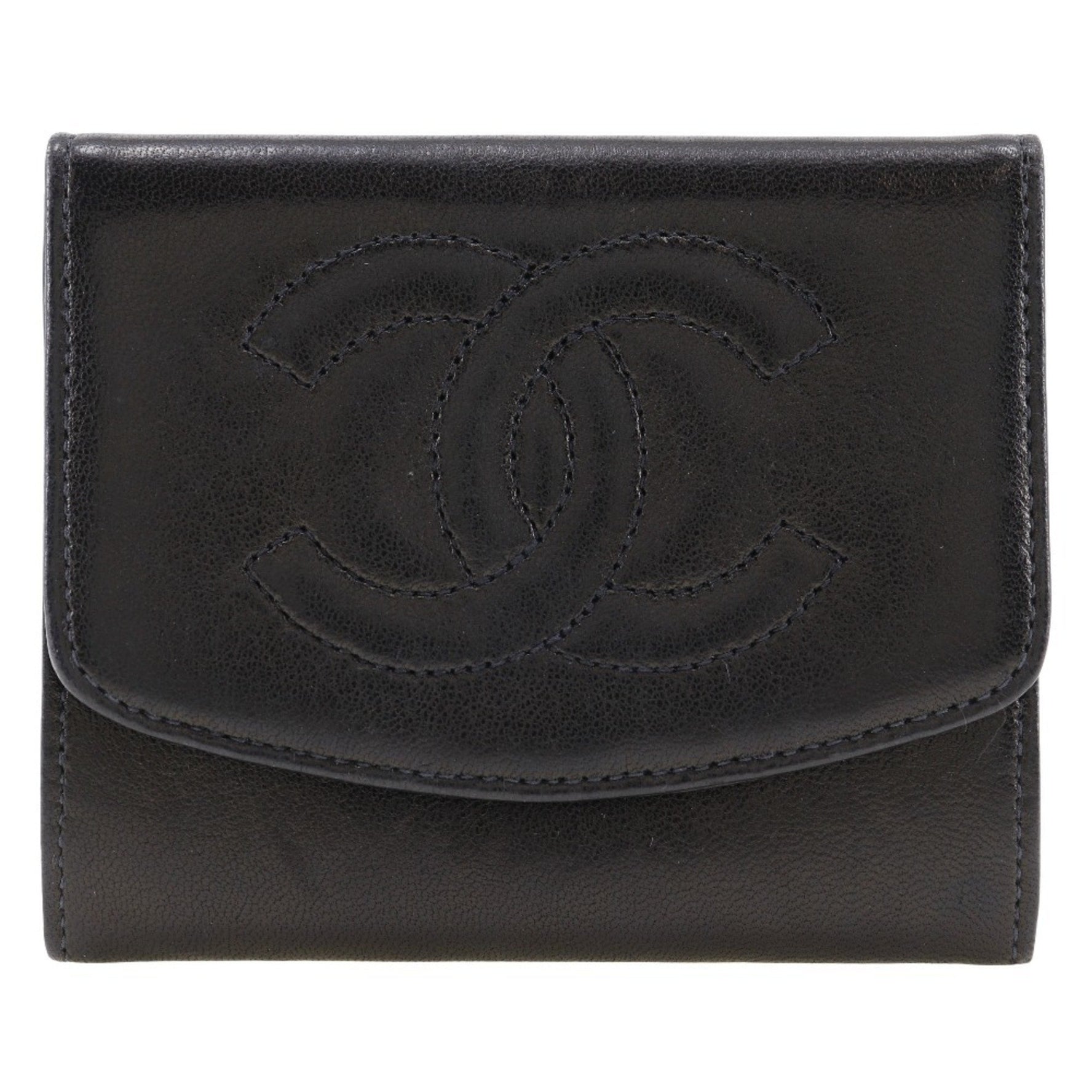 CHANEL COCO Mark coin case, lambskin, 1993, black, snap button, Mark, women's