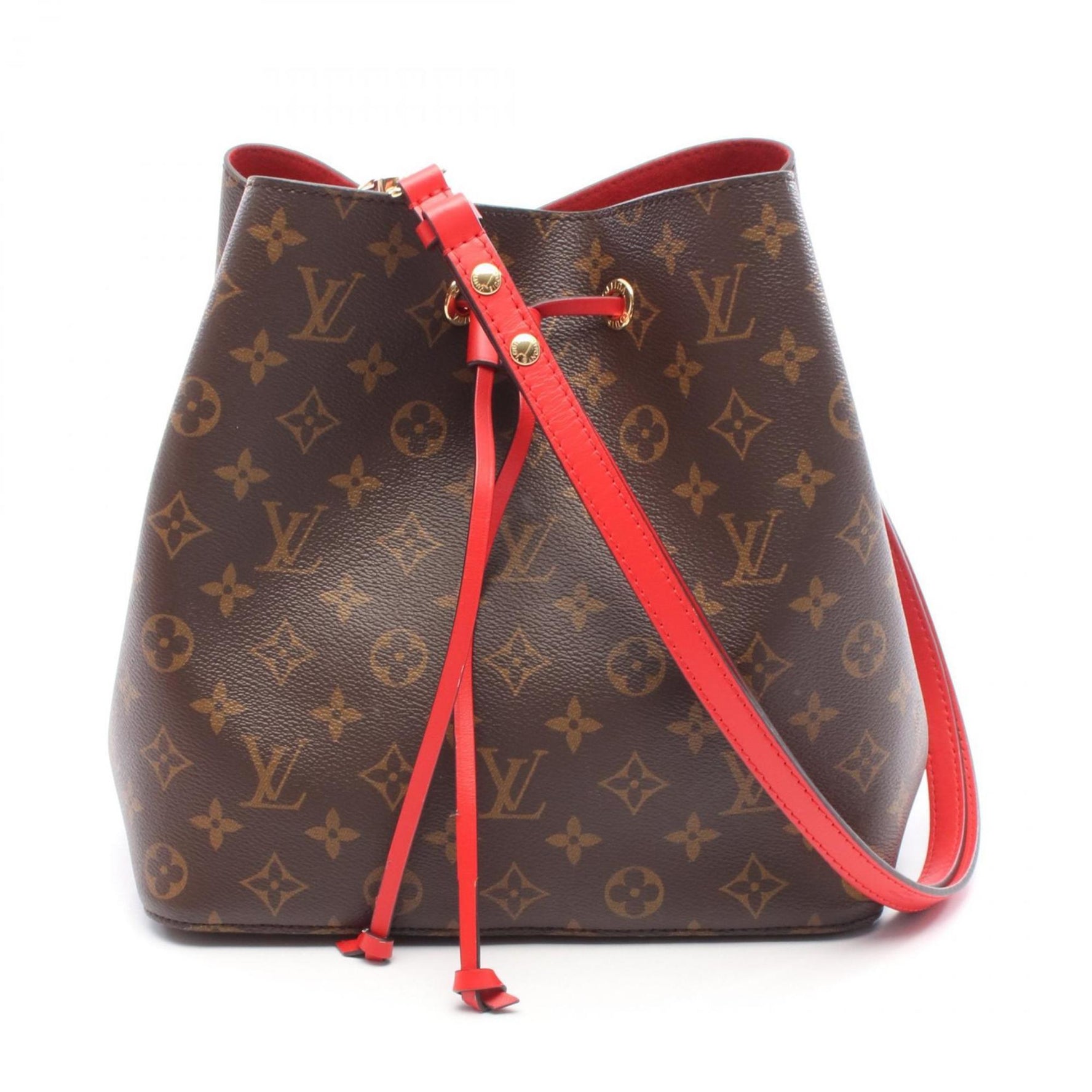 Louis Vuitton NeoNoe Shoulder Bag, Coated Canvas and Leather, Monogram, Brown Red