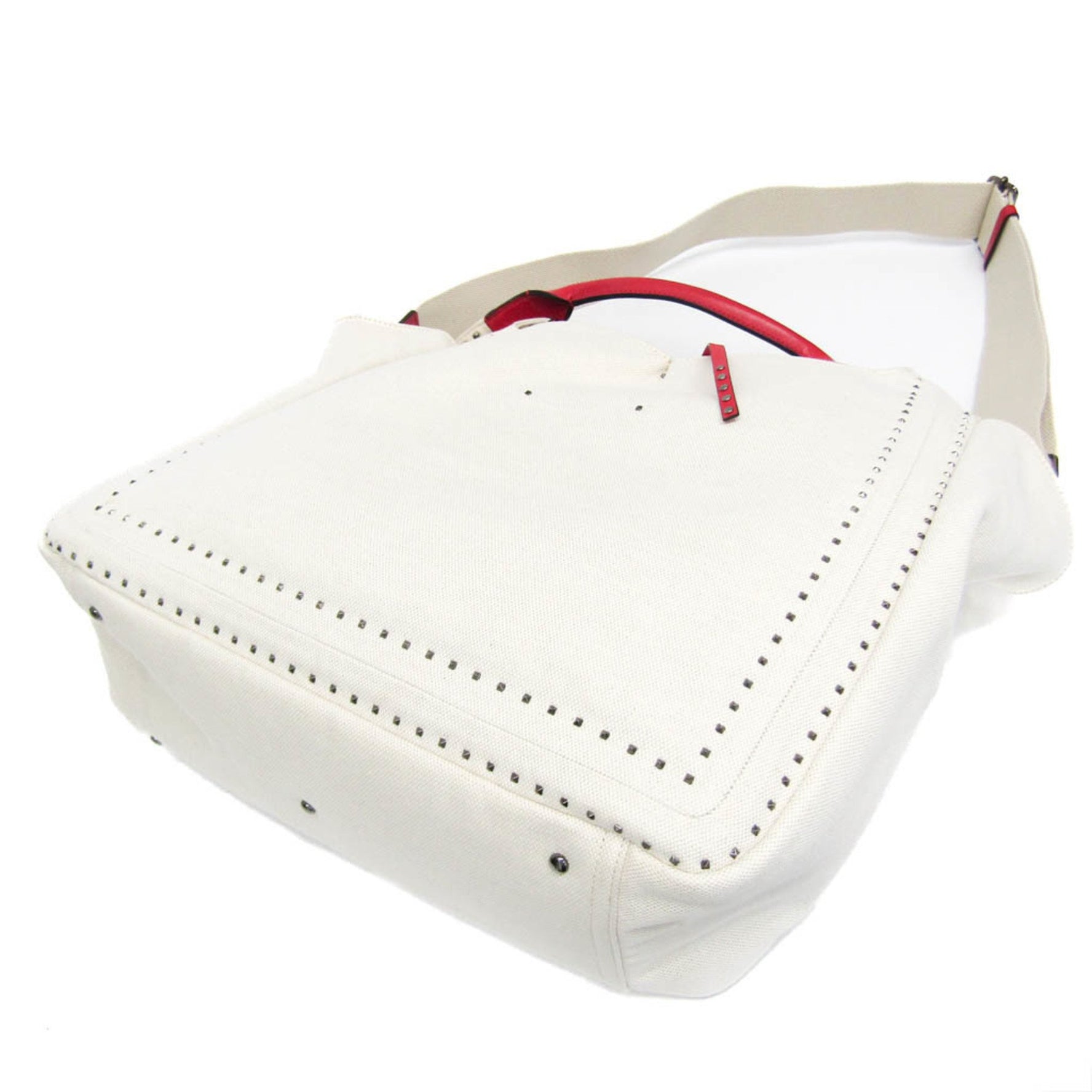 Valentino Garavani Atelier Bag 01 Women,Men Leather,Canvas Shoulder Bag,Tote Bag Red Color,White