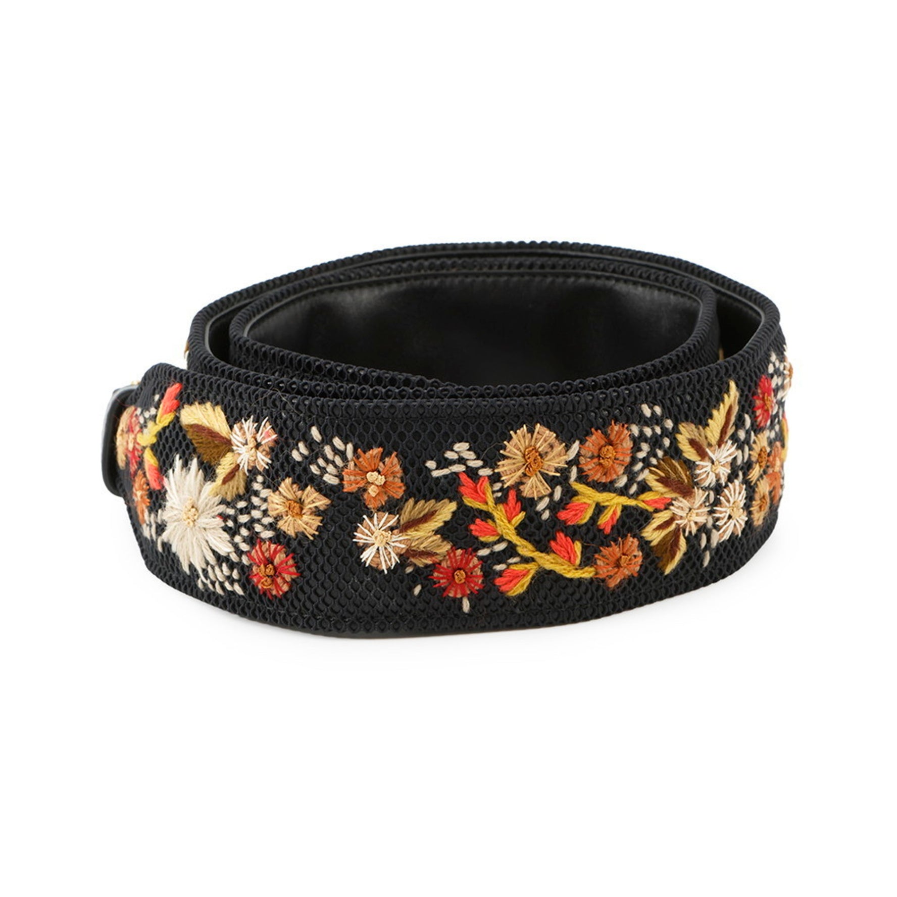 Christian Dior shoulder strap with embroidered flowers, black