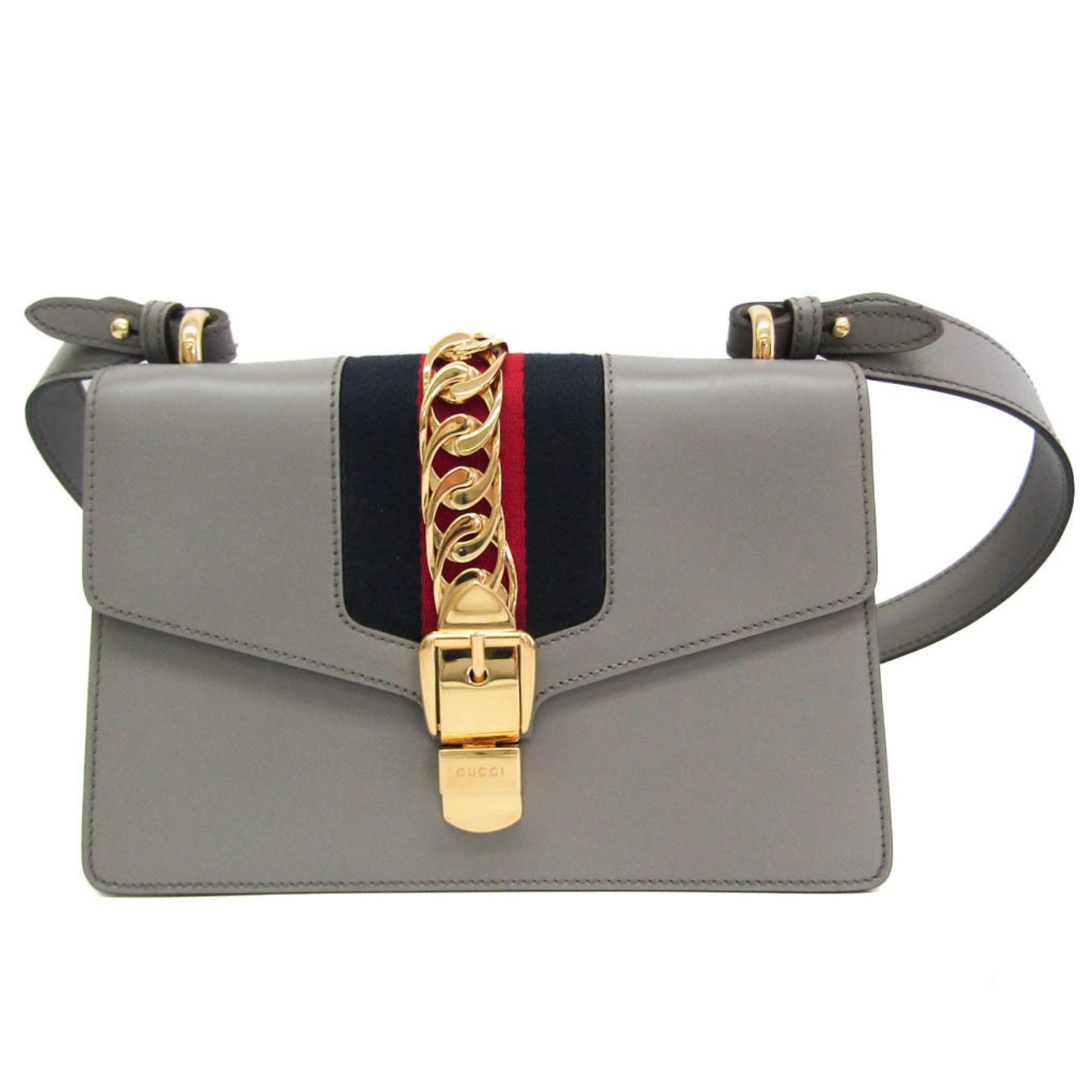 Gucci Sylvie Women's Leather Shoulder Bag Gray