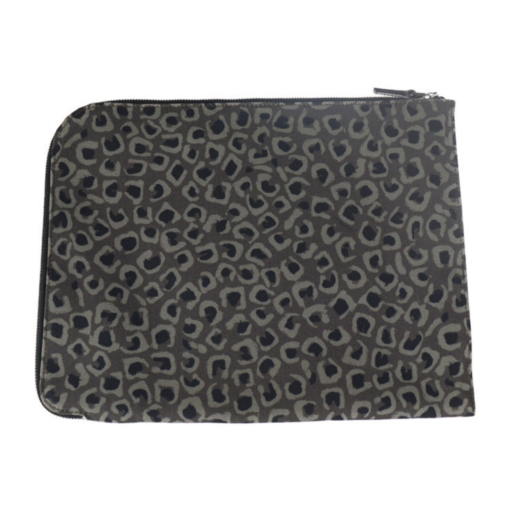 GUCCI Pouch Second Bag Canvas Clutch L-Shaped Leopard Print