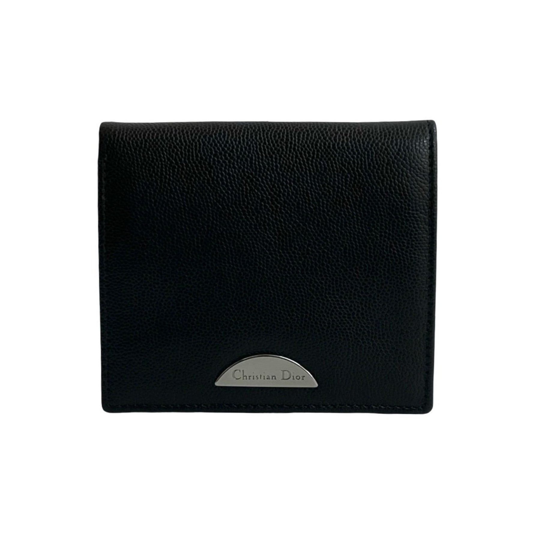 Christian Dior logo hardware leather genuine bifold mini wallet