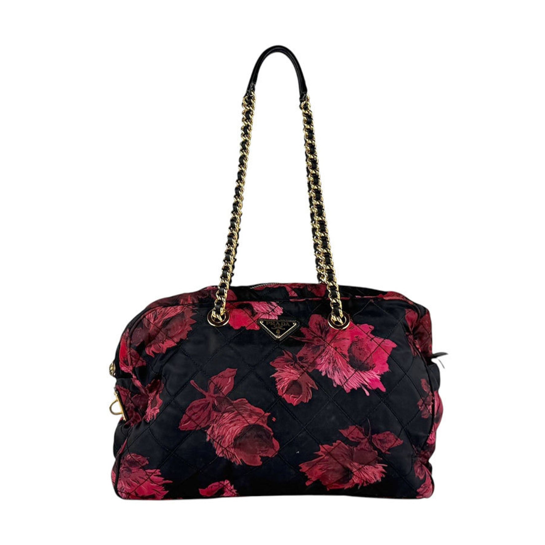 Prada PRADA Shoulder Bag Nylon Black x Red Women's z6689