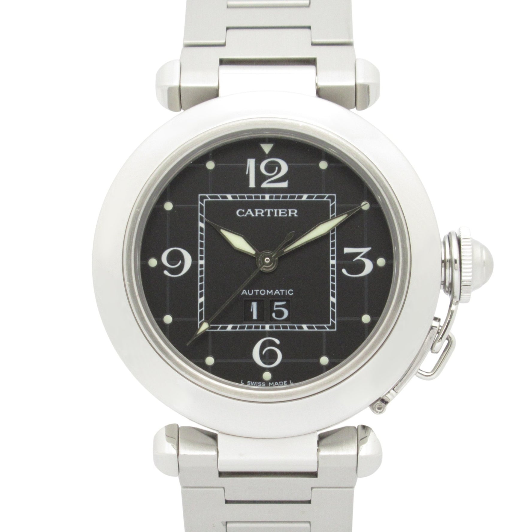 Cartier Pasha C Big Date Watch, Stainless Steel, Black