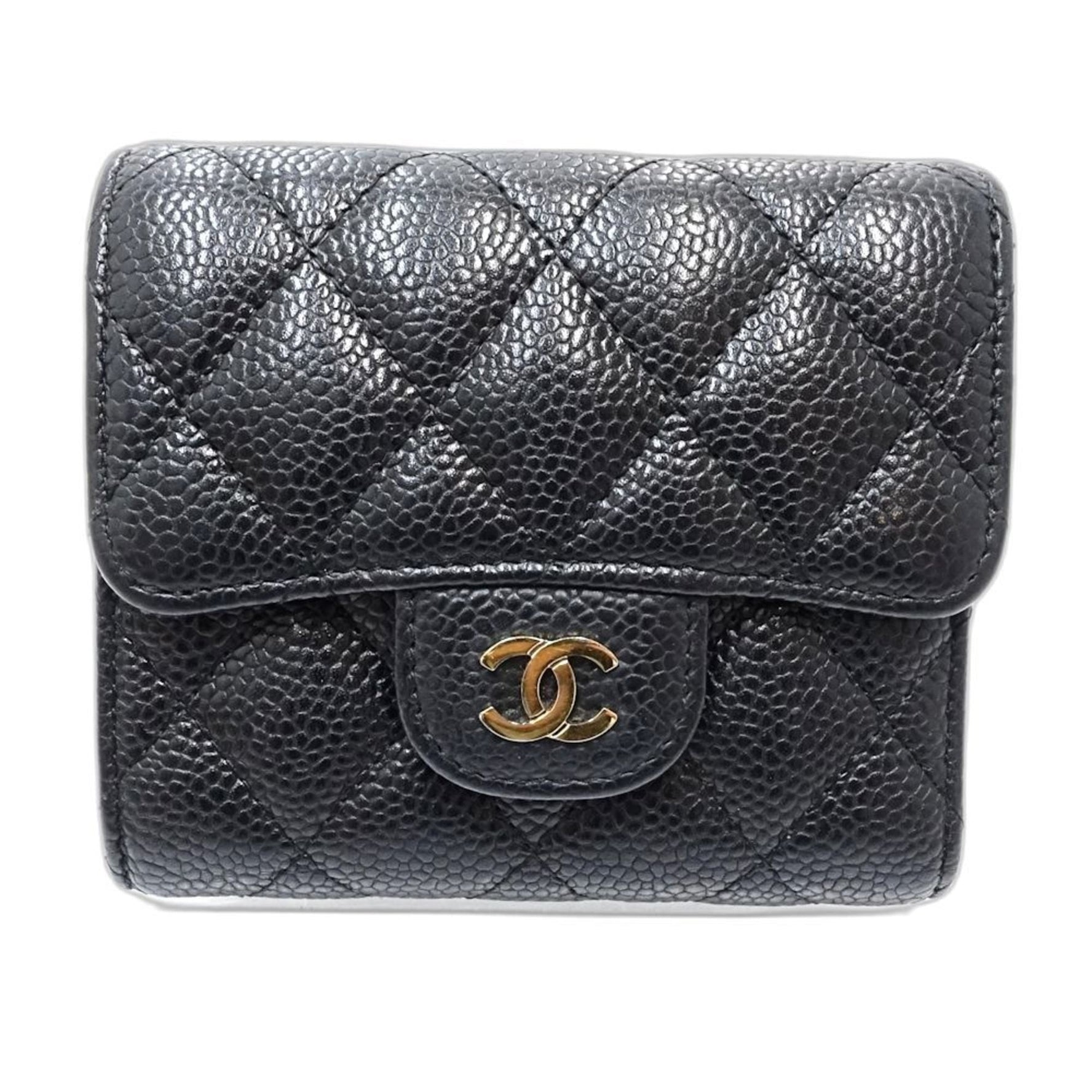 CHANEL Small Flap Wallet in Matelasse Caviar Leather, Bifold Wallet