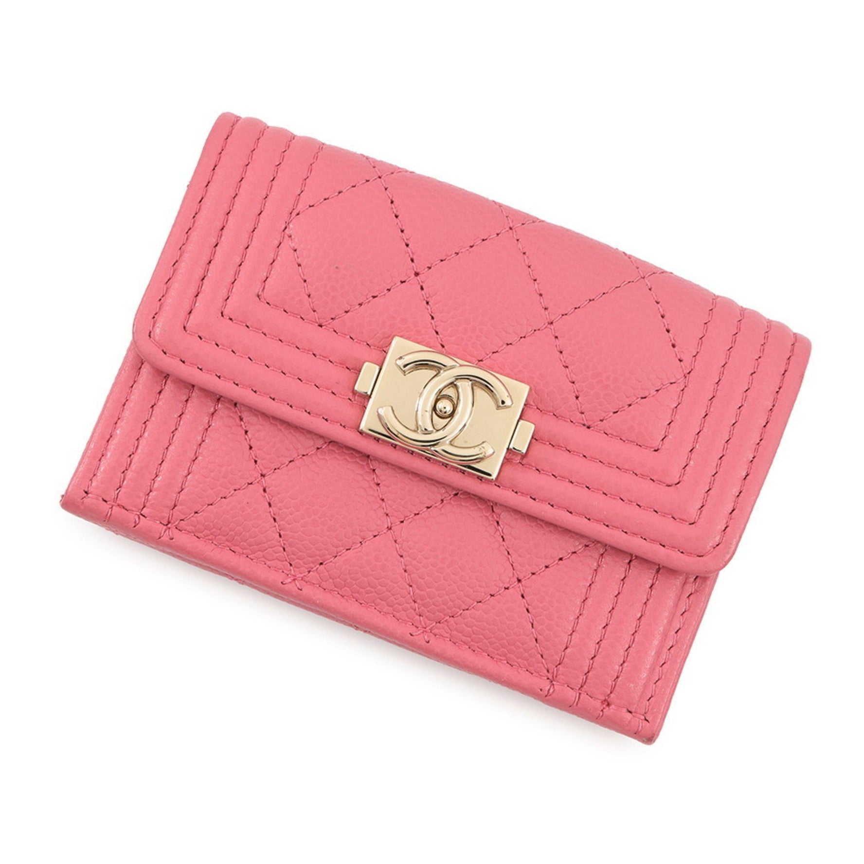 CHANEL Tri-fold Wallet with Coco Mark and Matelasse Design, Boy Compact