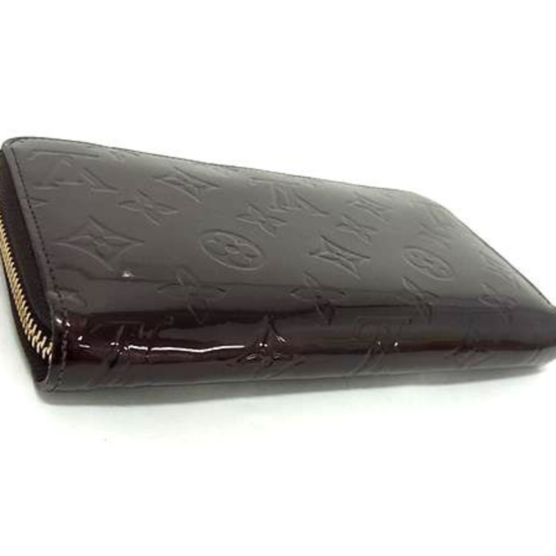 LOUIS VUITTON Monogram Vernis Zippy Wallet M93522 Amaranth Patent Leather Women's Long